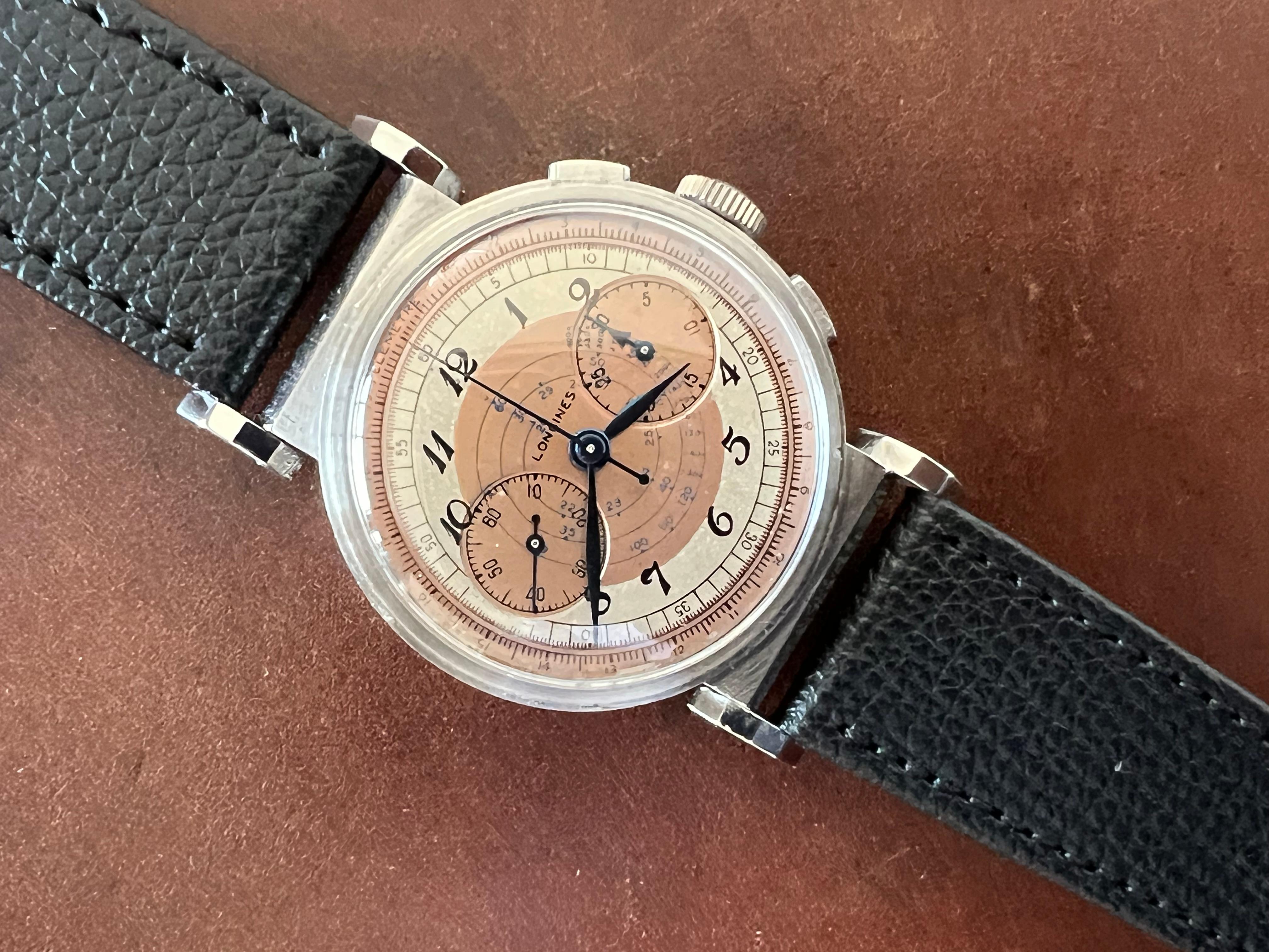 A Classic Longines Chronograph Stainless Steel 13ZN Telemeter Scale ca' 1930's For Sale 5