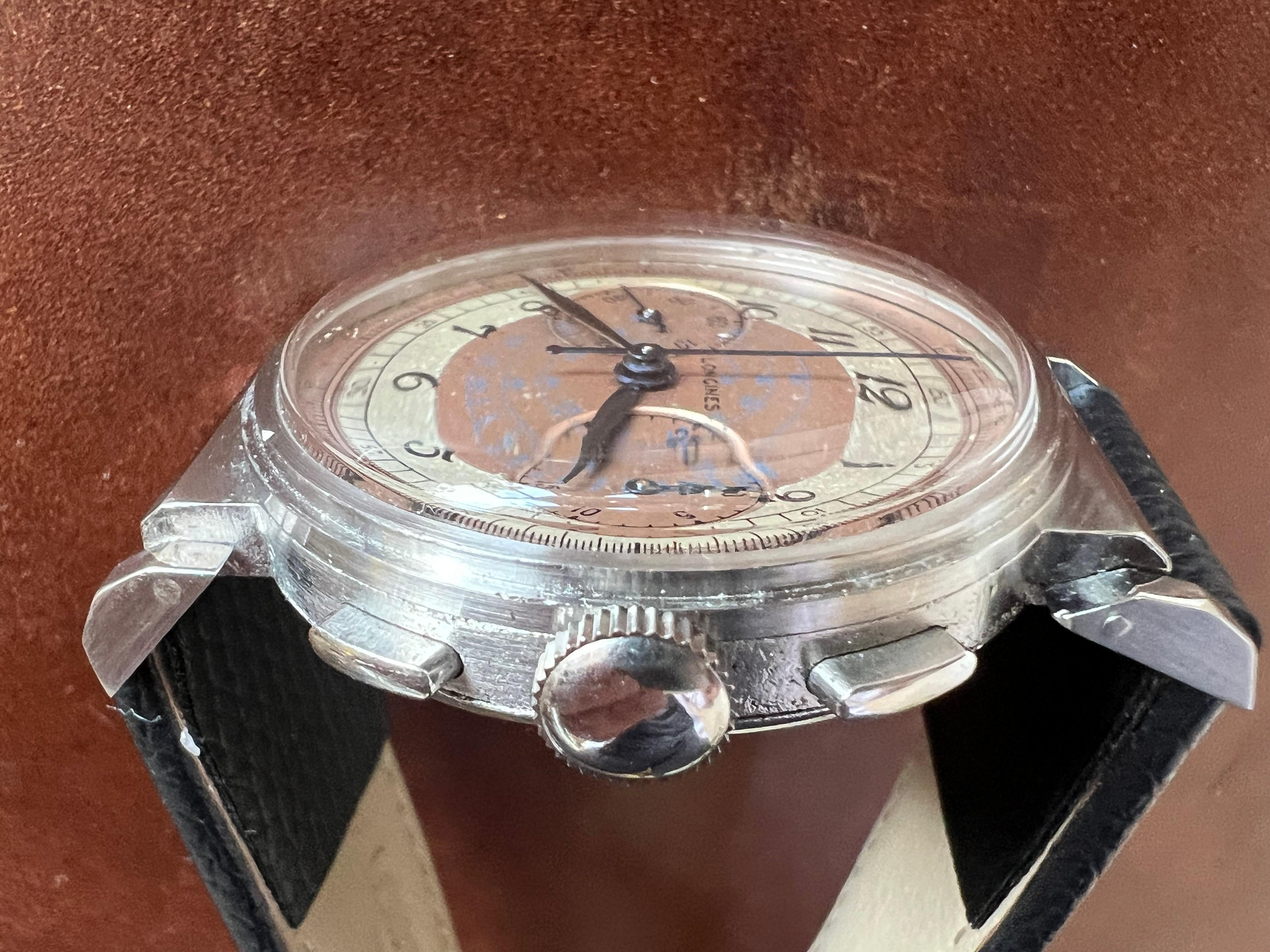 A Classic Longines Chronograph Stainless Steel 13ZN Telemeter Scale ca' 1930's For Sale 6