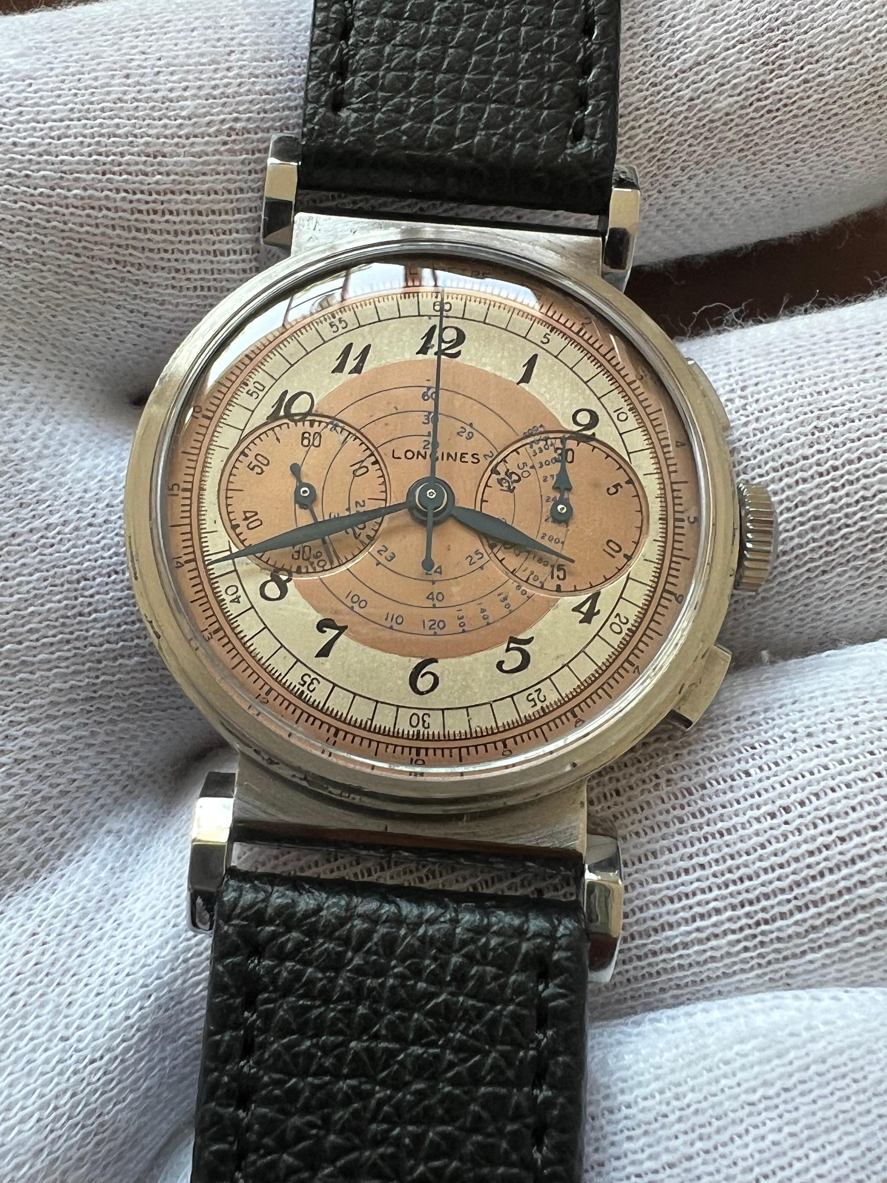A Classic Longines Chronograph Stainless Steel 13ZN Telemeter Scale ca' 1930's For Sale 9