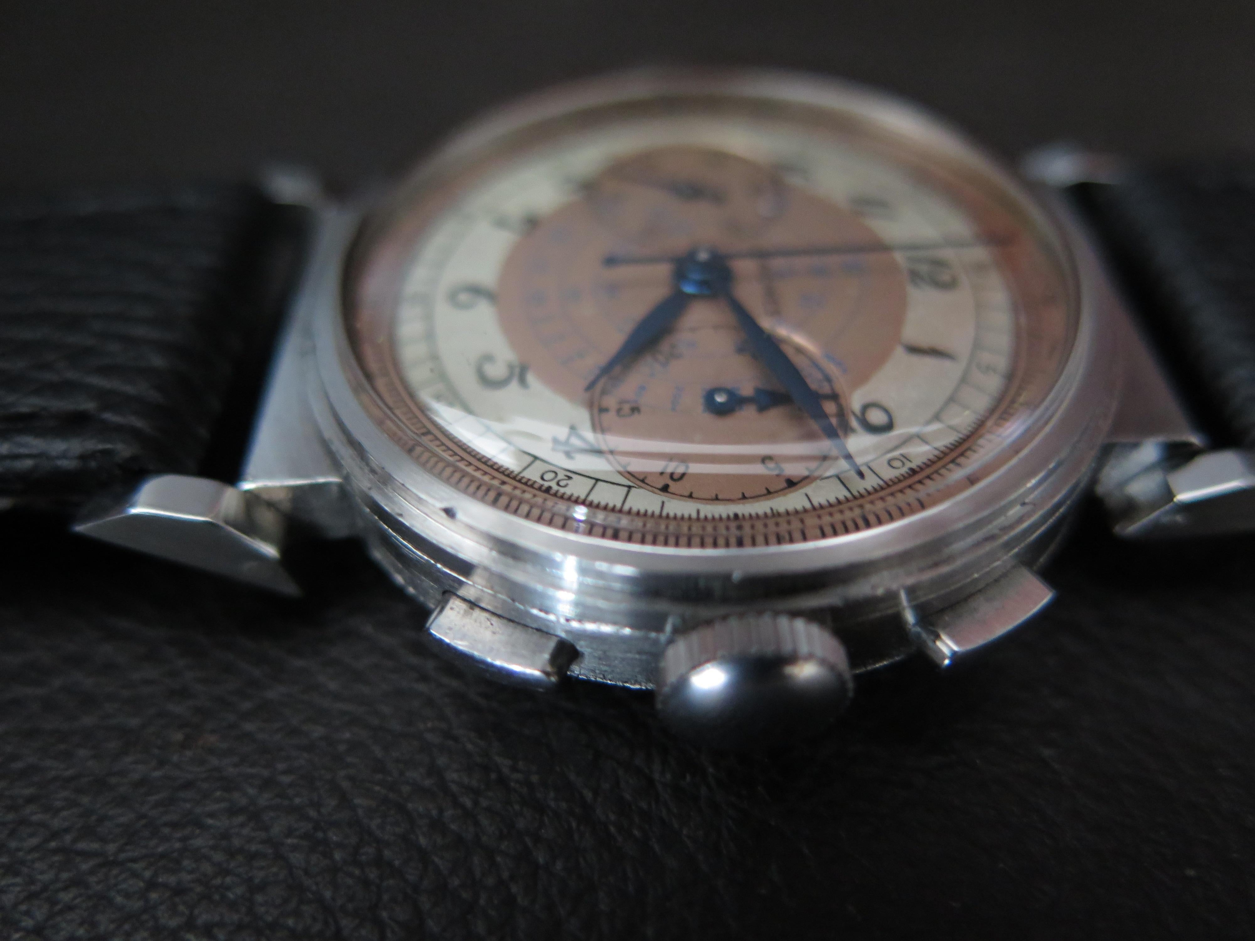 Modern A Classic Longines Chronograph Stainless Steel 13ZN Telemeter Scale ca' 1930's For Sale