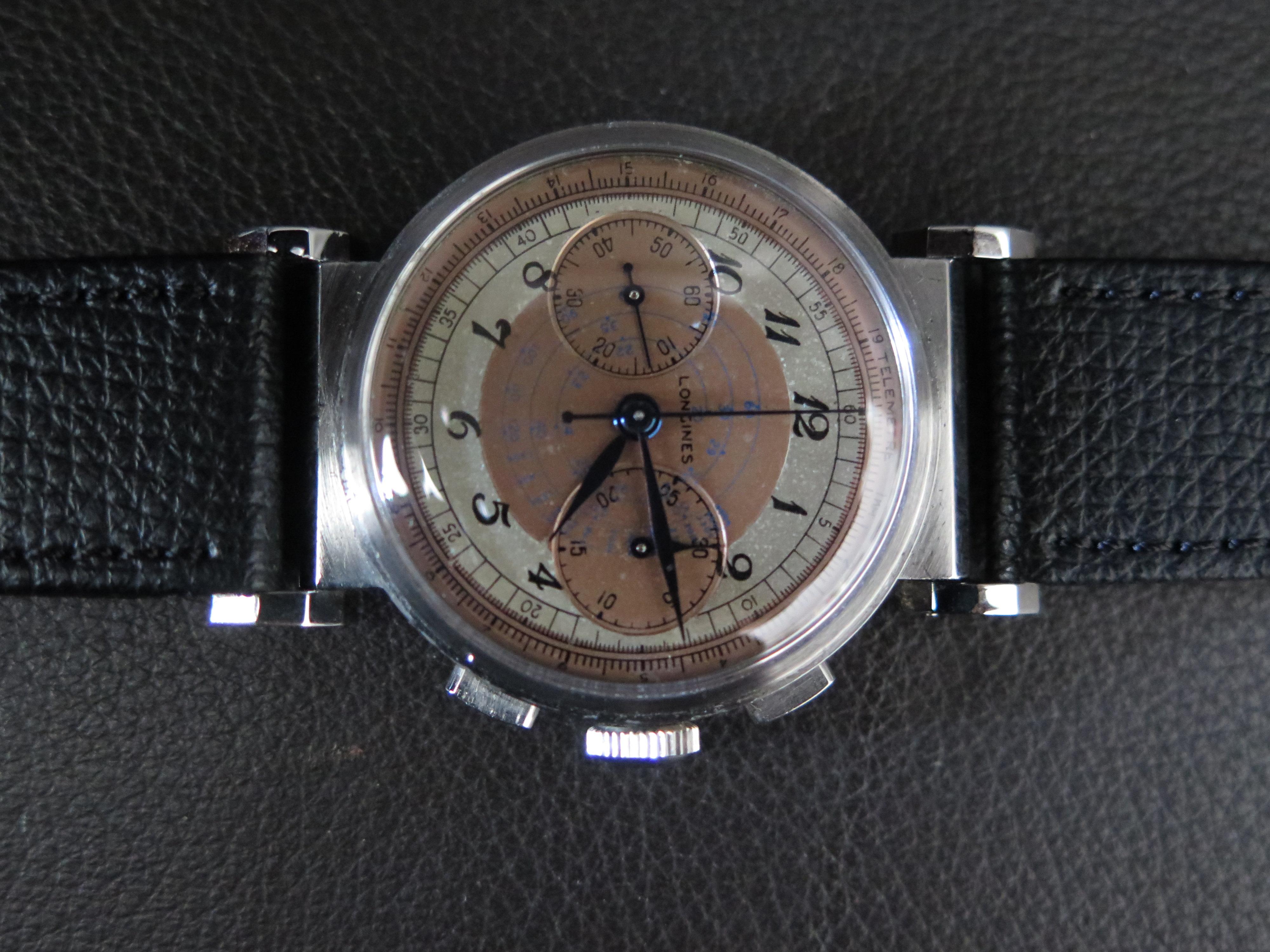 Men's A Classic Longines Chronograph Stainless Steel 13ZN Telemeter Scale ca' 1930's For Sale