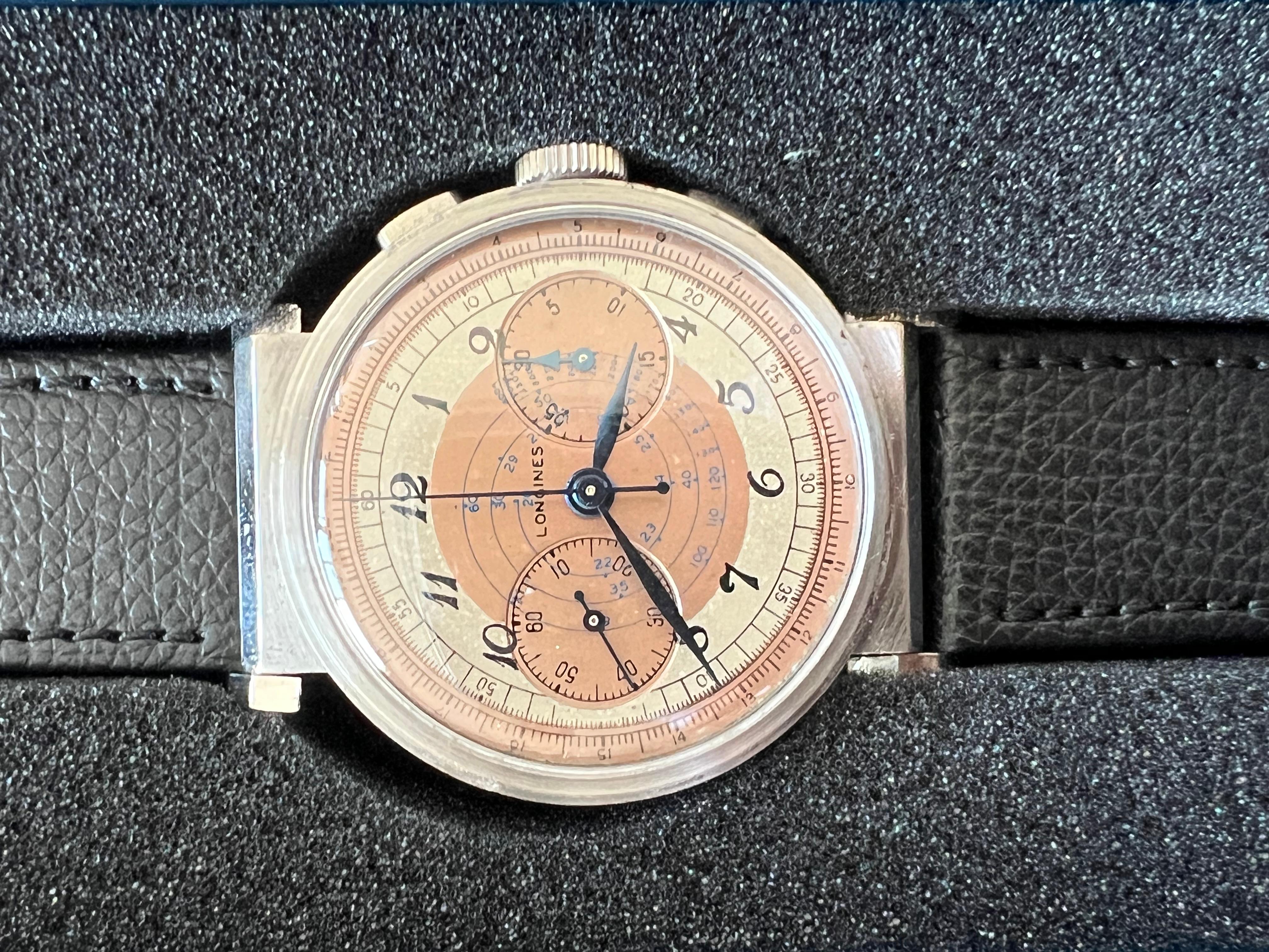 A Classic Longines Chronograph Stainless Steel 13ZN Telemeter Scale ca' 1930's For Sale 4