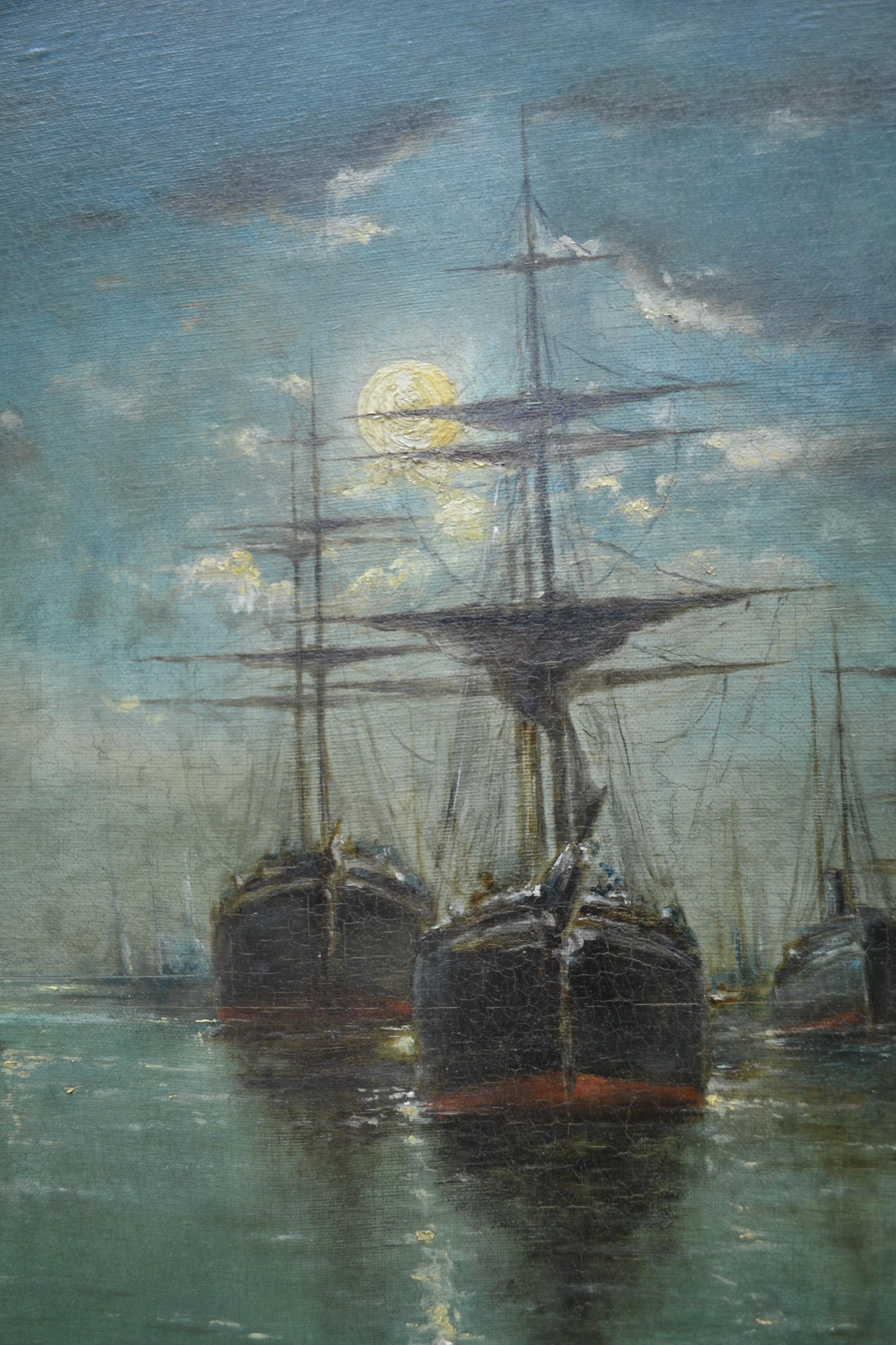 Classic Marine Painting Signed C. Langenbeck Dated 1906 For Sale 1
