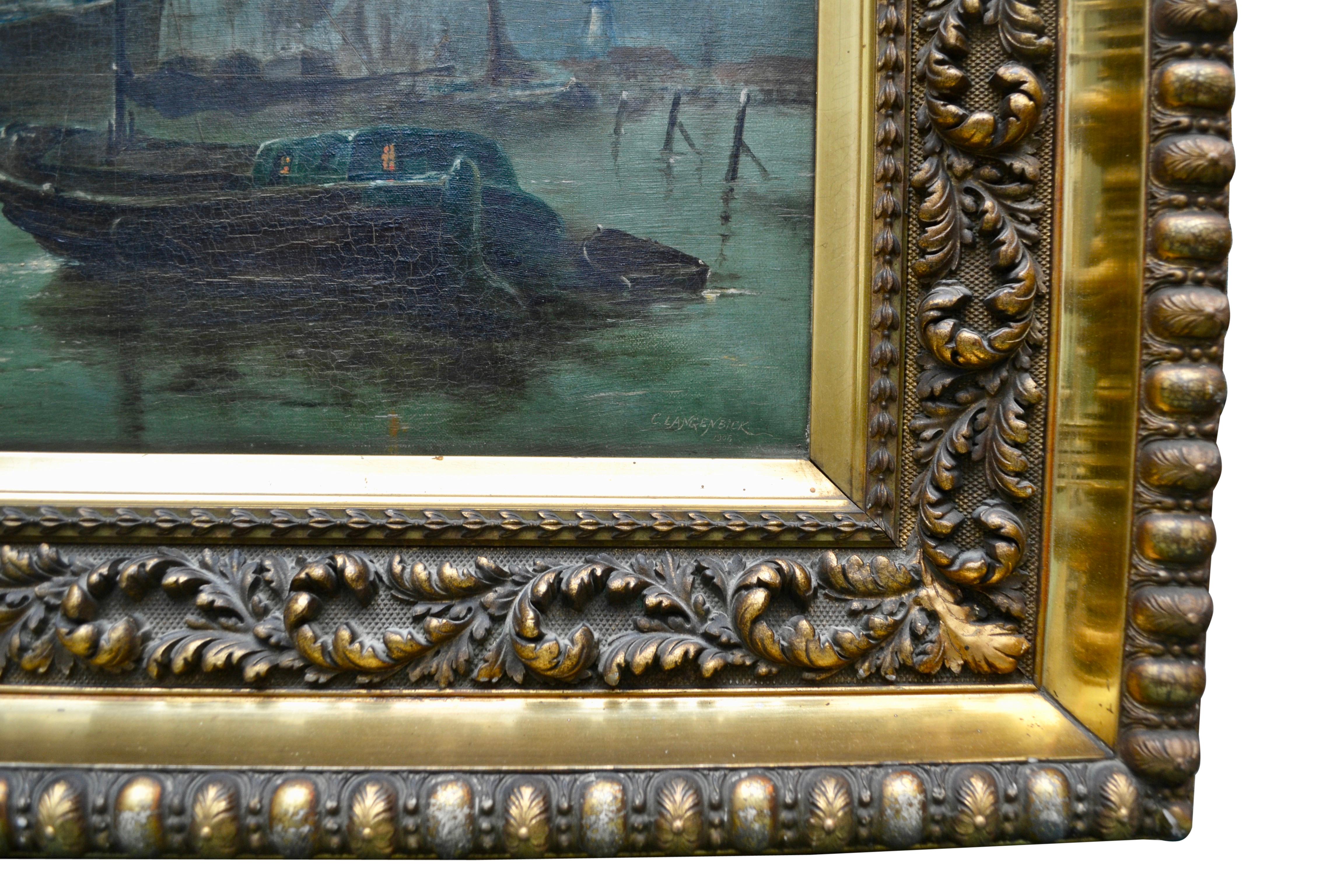 Classic Marine Painting Signed C. Langenbeck Dated 1906 For Sale 2