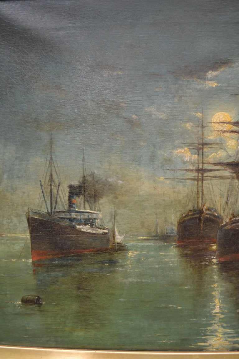 Classic Marine Painting Signed C. Langenbeck Dated 1906 In Good Condition For Sale In Vancouver, British Columbia