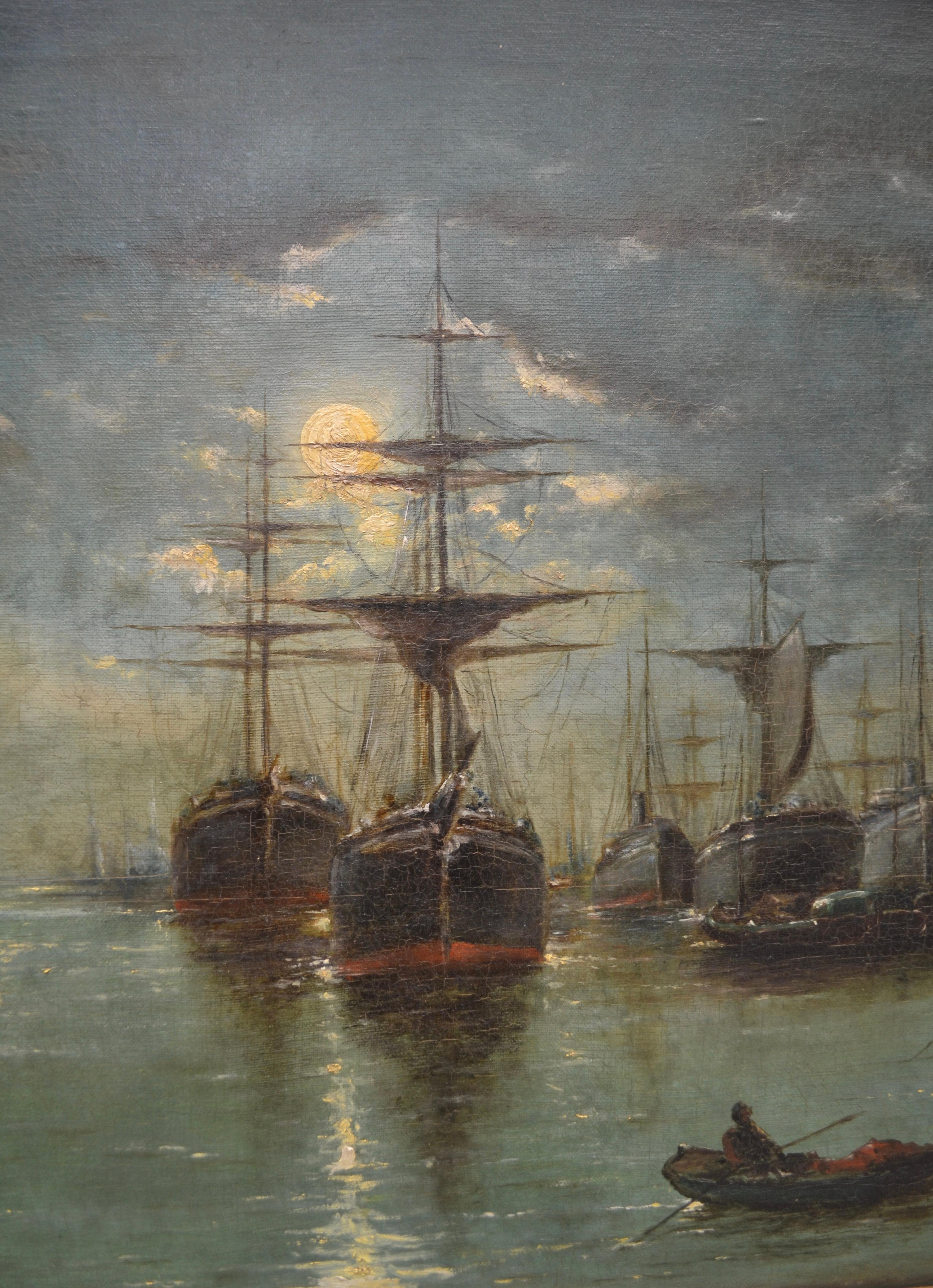 Classic Marine Painting Signed C. Langenbeck Dated 1906 In Good Condition For Sale In Vancouver, British Columbia