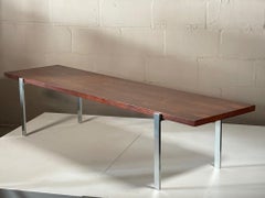 Classic Minimalist Rosewood and Steel Bench