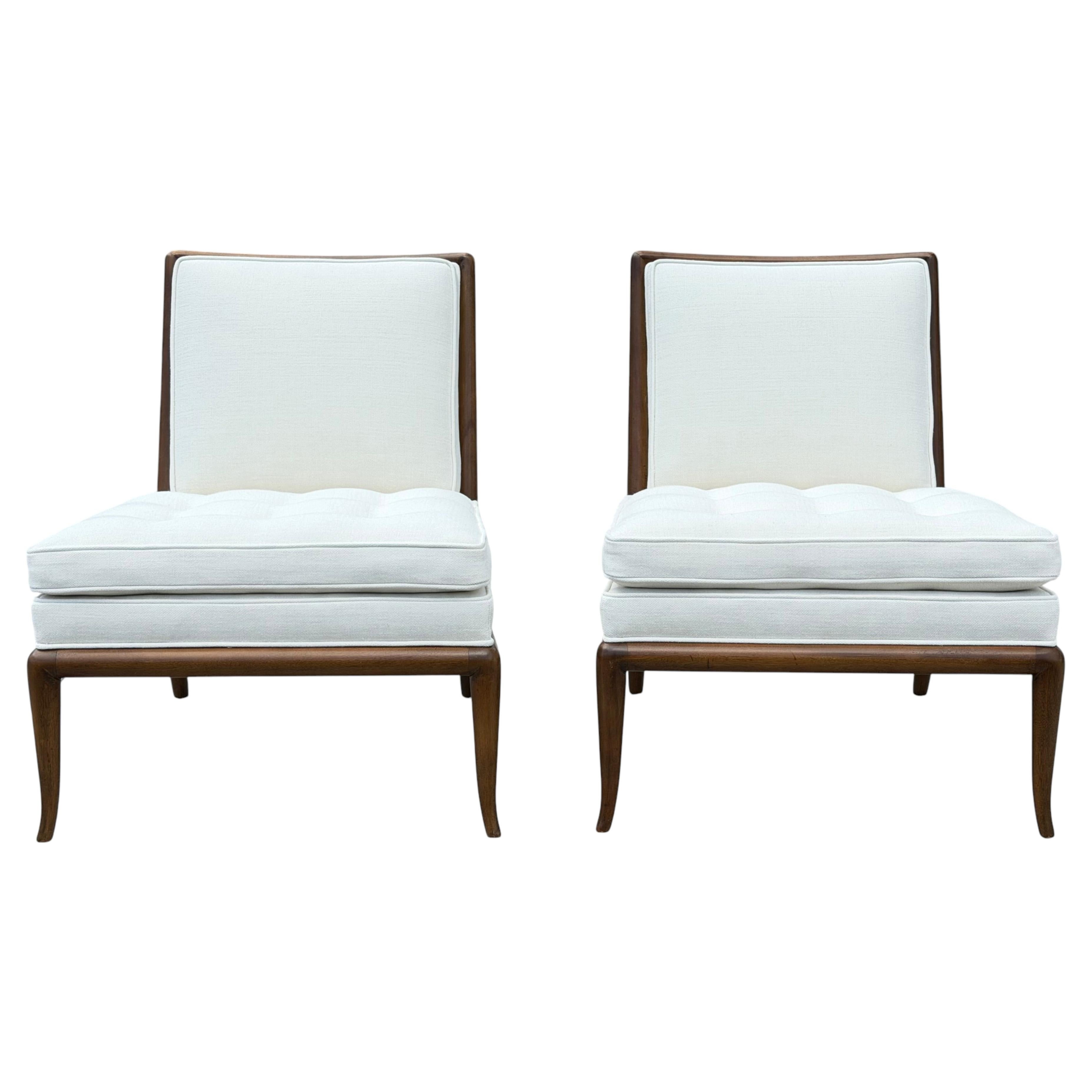 A Classic Pair of Original T.H. Robsjohn-Gibbings Slipper Chairs for Widdicomb
