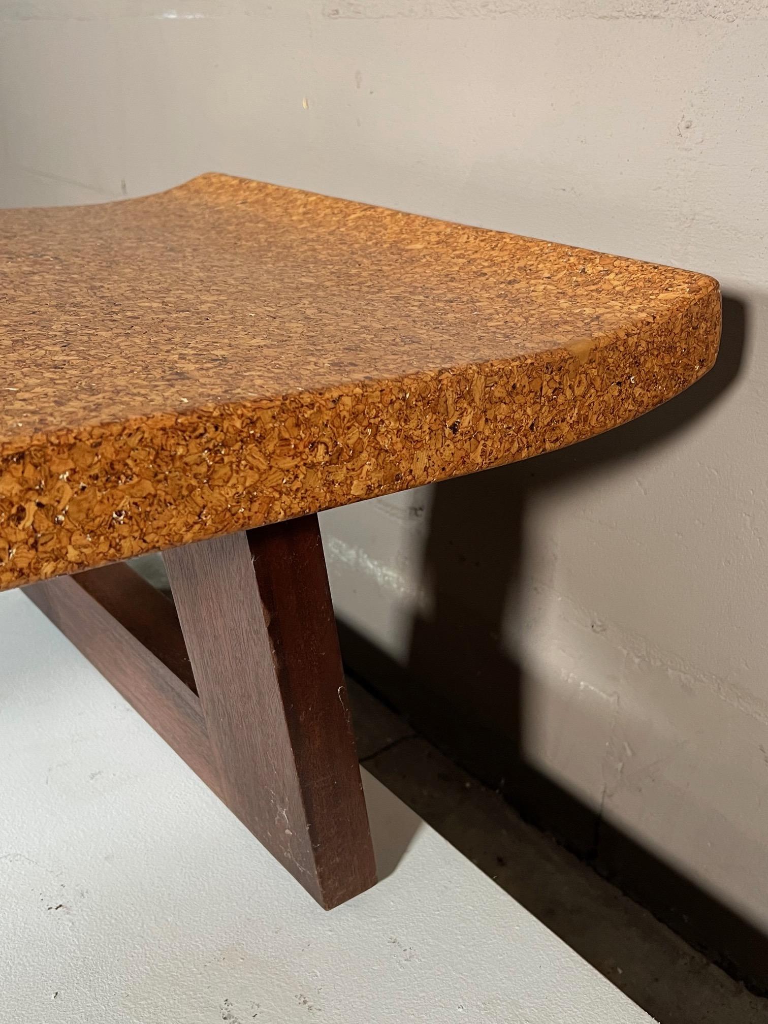Mid-20th Century Classic Paul Frankl Bench with Cork Top and Raised Ends