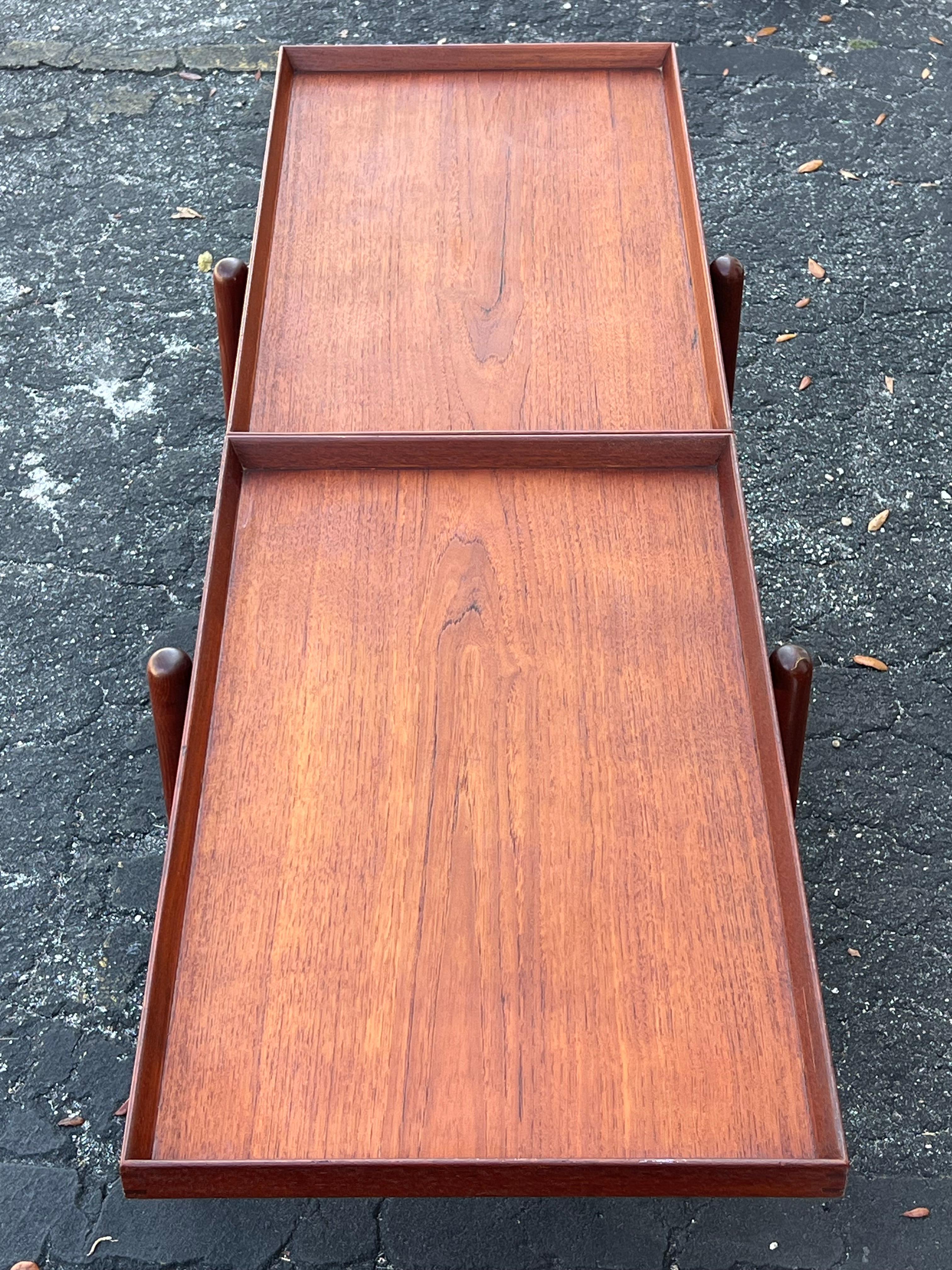 Chariot de bar classique en teck de Poul Hundevad avec une superbe Patina Ca' 1960's en vente 5