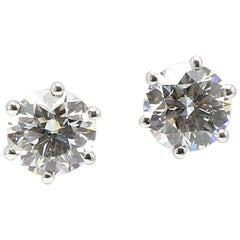 A Classic Shimansky Diamonds Studs Solitaire  Earring in 18K White Gold