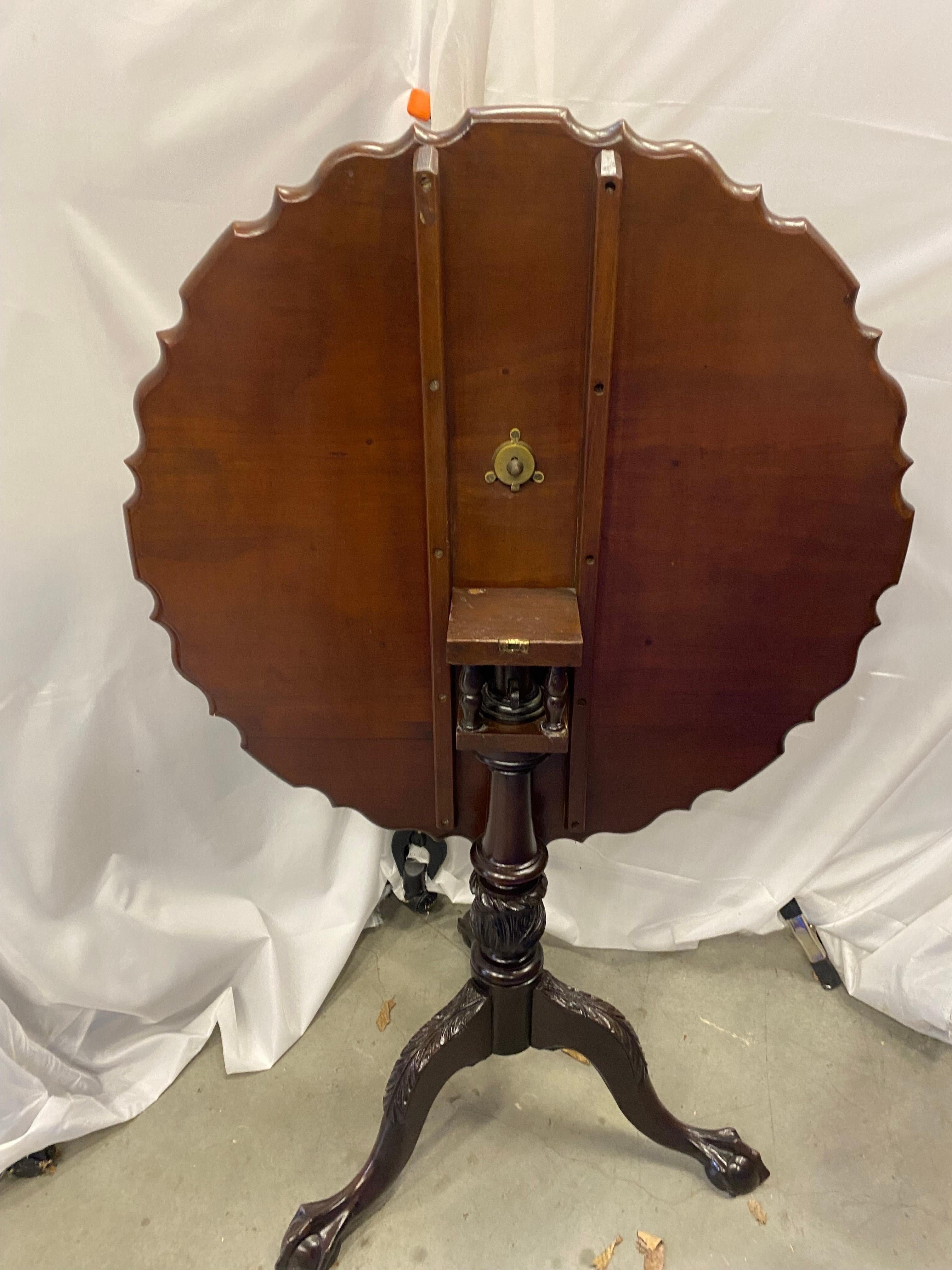Hand-Carved A Classic Solid Mahogany Chippendale Tilt Top Tea Table, Circa 1875 For Sale