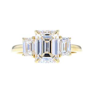 Classic Three-Stone Emerald Cut Diamond Engagement Ring, 2.20 Carat ...