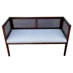 Retro A Classic Upholstered Bench With Caned Back