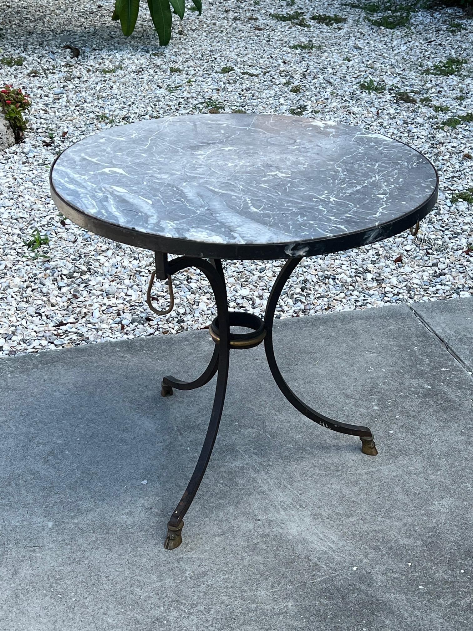 Stone A Classic Wrought Iron Gueridon By Yale Burge ca' 1950's For Sale