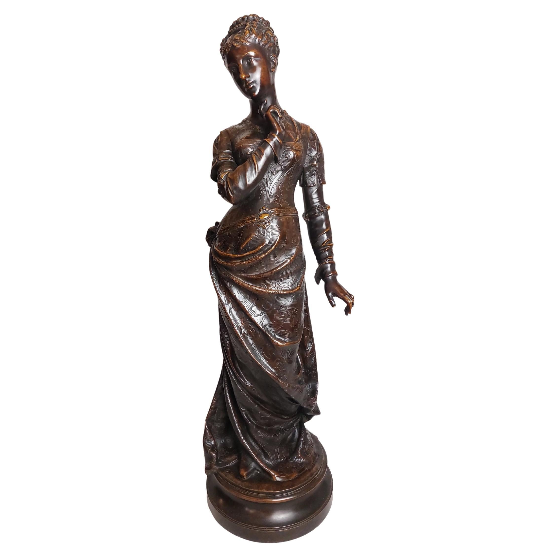 Classical 19th Century French Bronze Titled ‘Autumn’ Signed Detrier For Sale