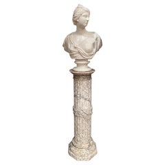 Classical Marble Bust of Venus with Alabaster Column