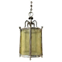 Antique A Classical Nickel And Curved Murano Glass Italian Lantern 
