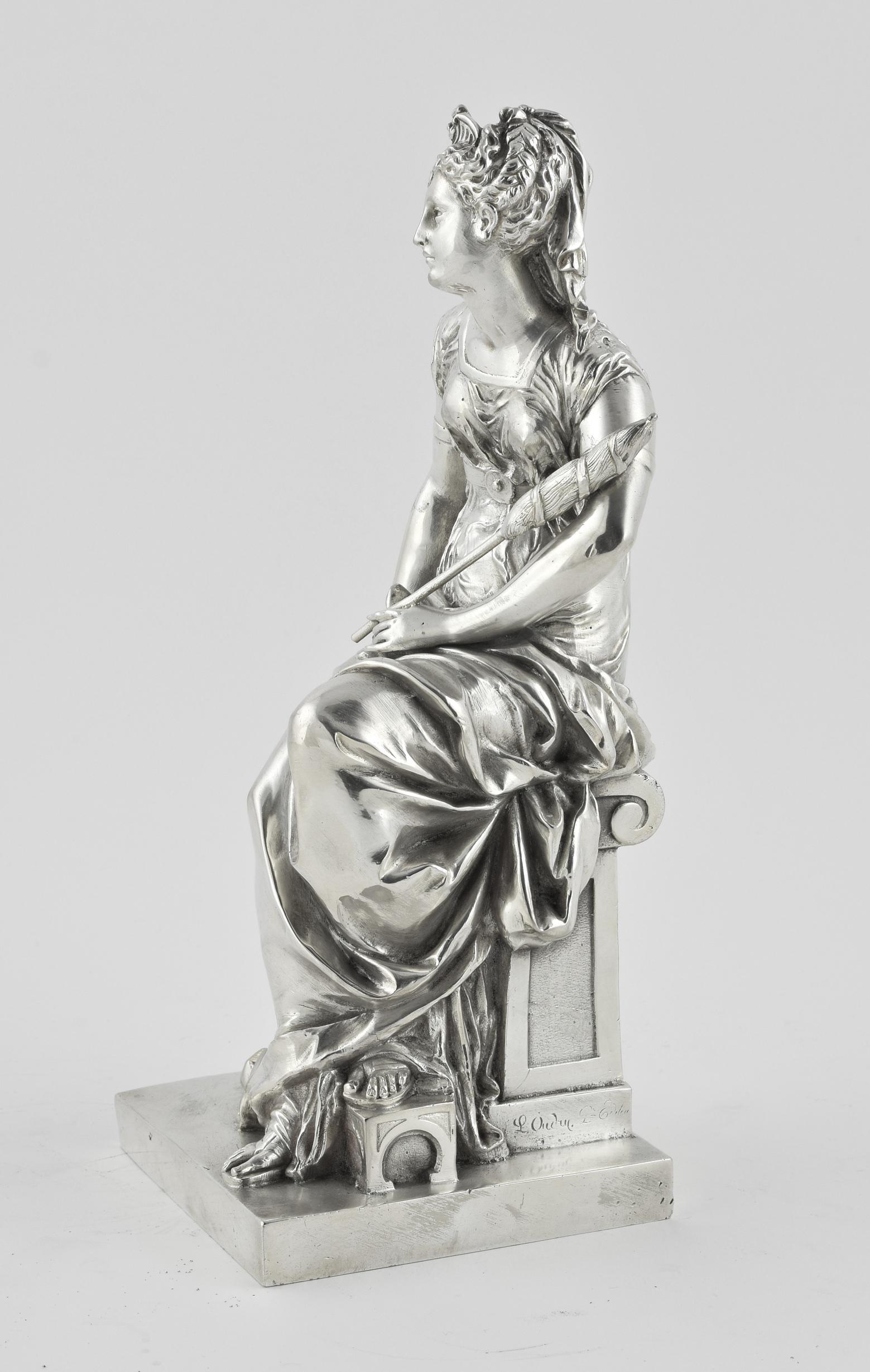 Neoclassical A classical silver plated female figure  For Sale