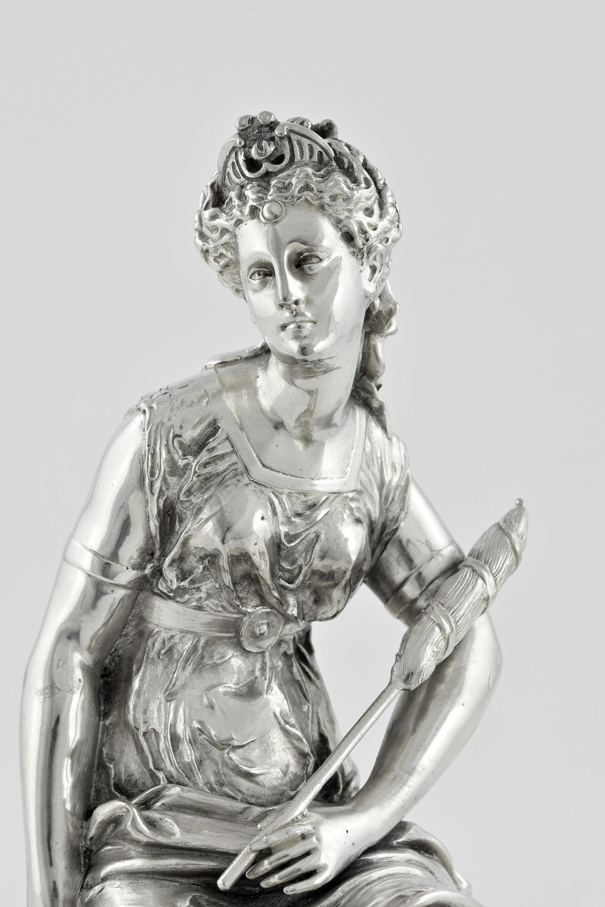 A classical silver plated female figure  In Good Condition For Sale In London, GB
