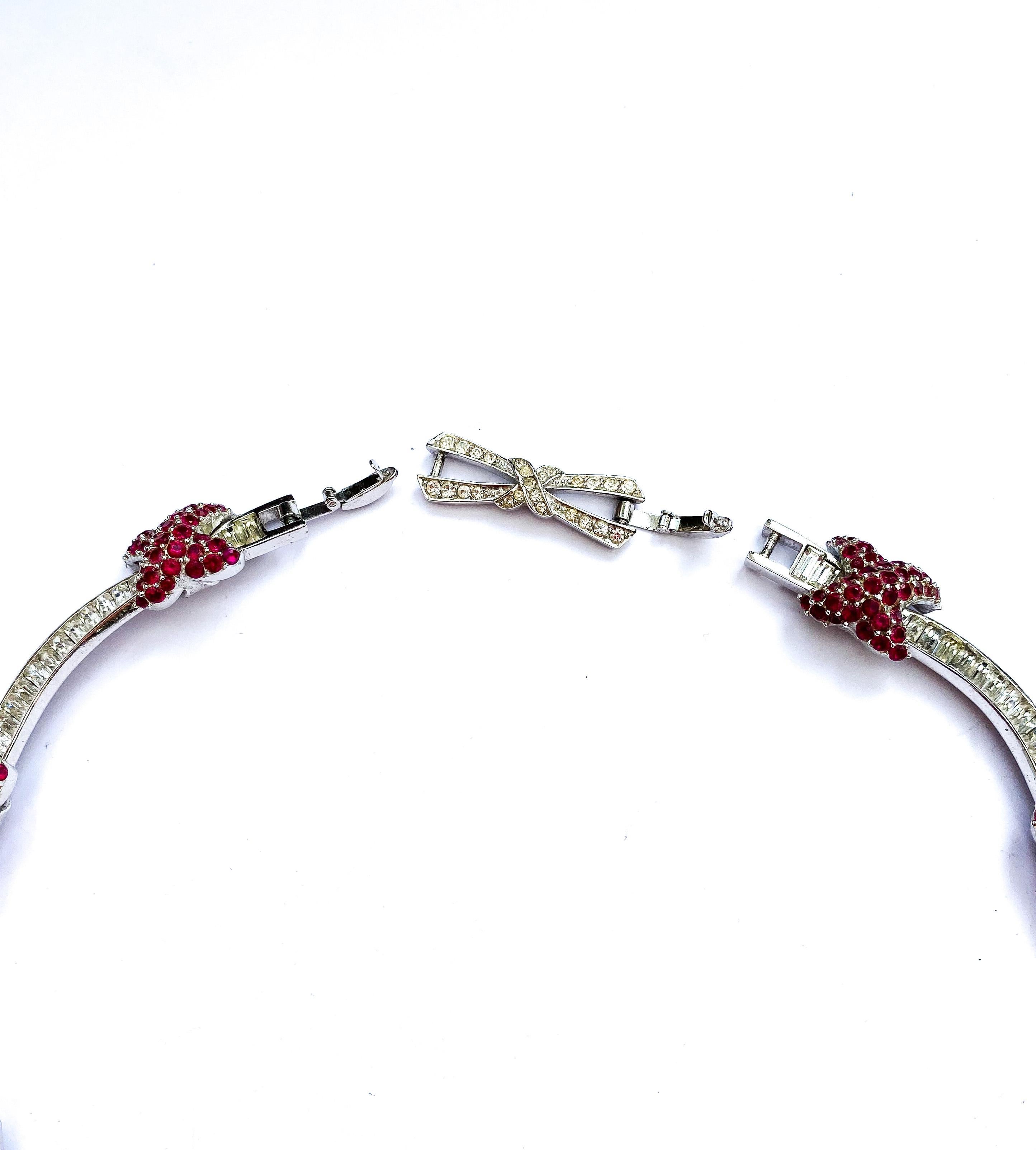 A clear and ruby paste Cartier-style necklace, Marcel Boucher, USA, 1960s For Sale 6