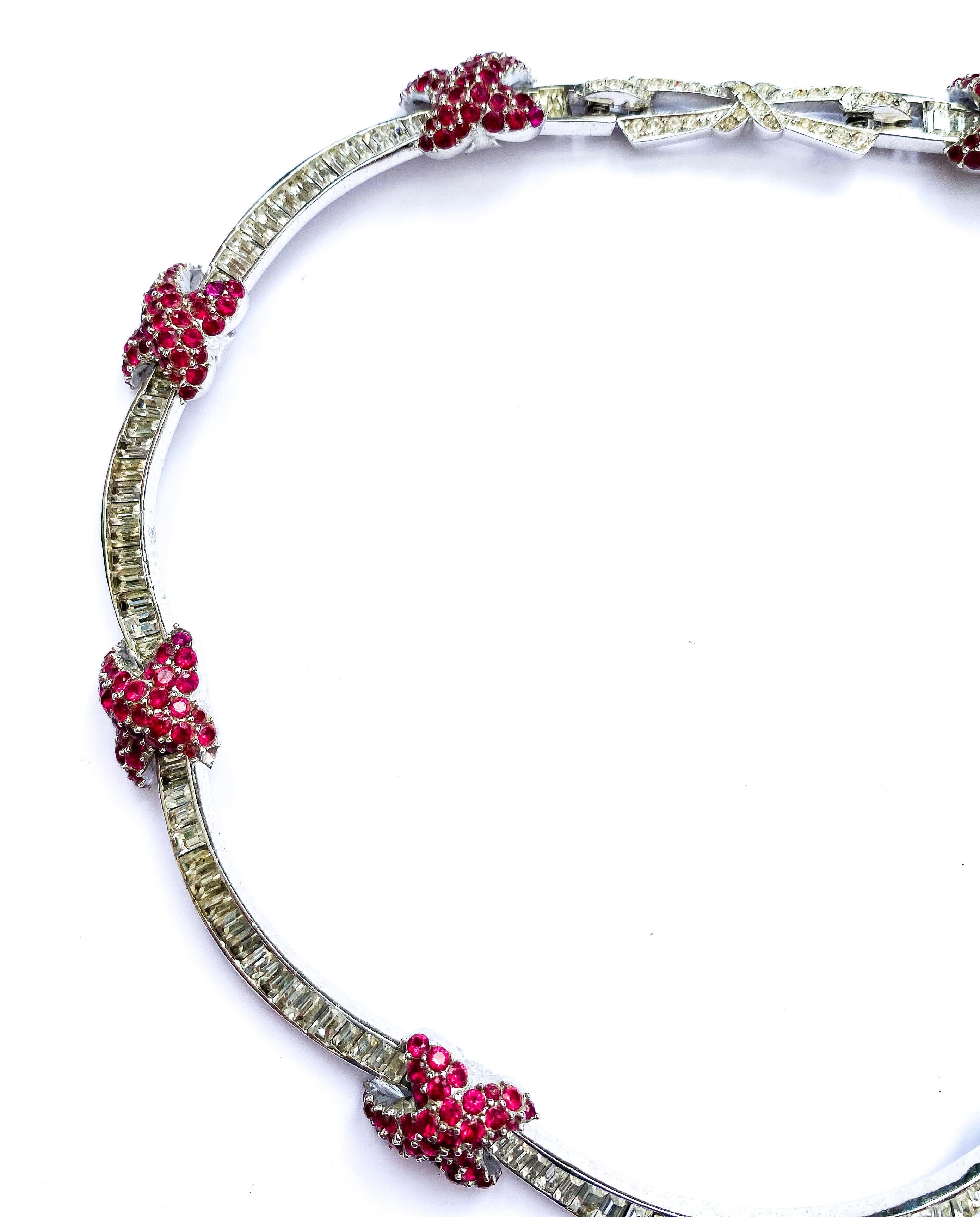 A clear and ruby paste Cartier-style necklace, Marcel Boucher, USA, 1960s For Sale 10