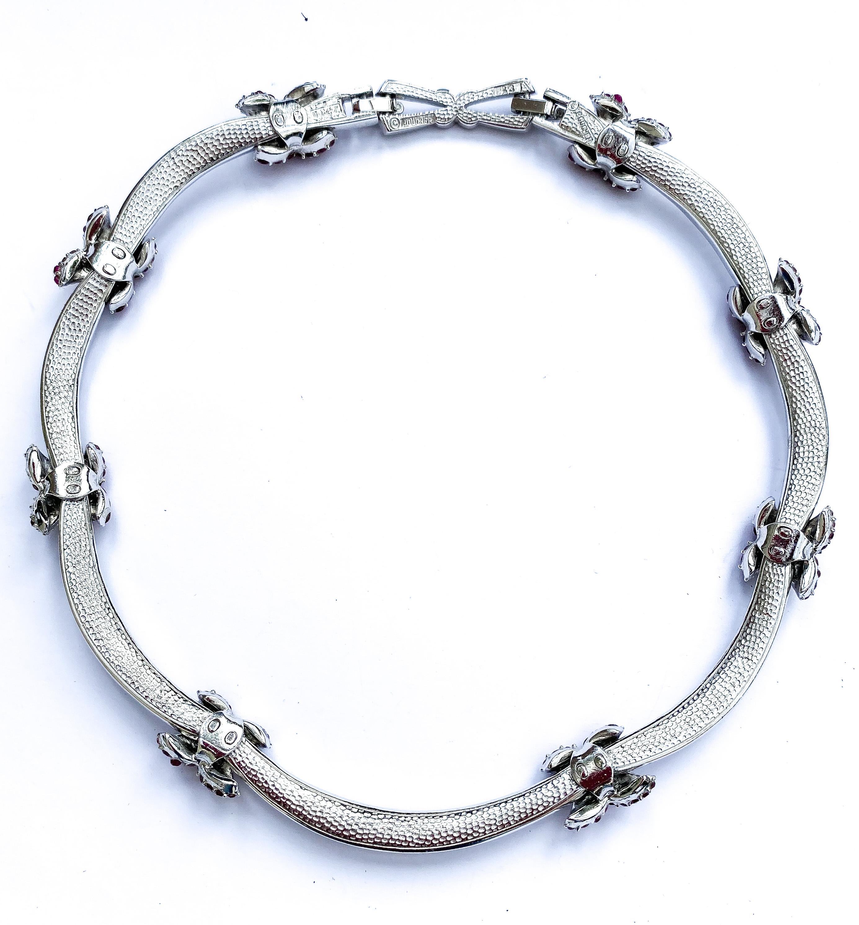 A clear and ruby paste Cartier-style necklace, Marcel Boucher, USA, 1960s For Sale 1