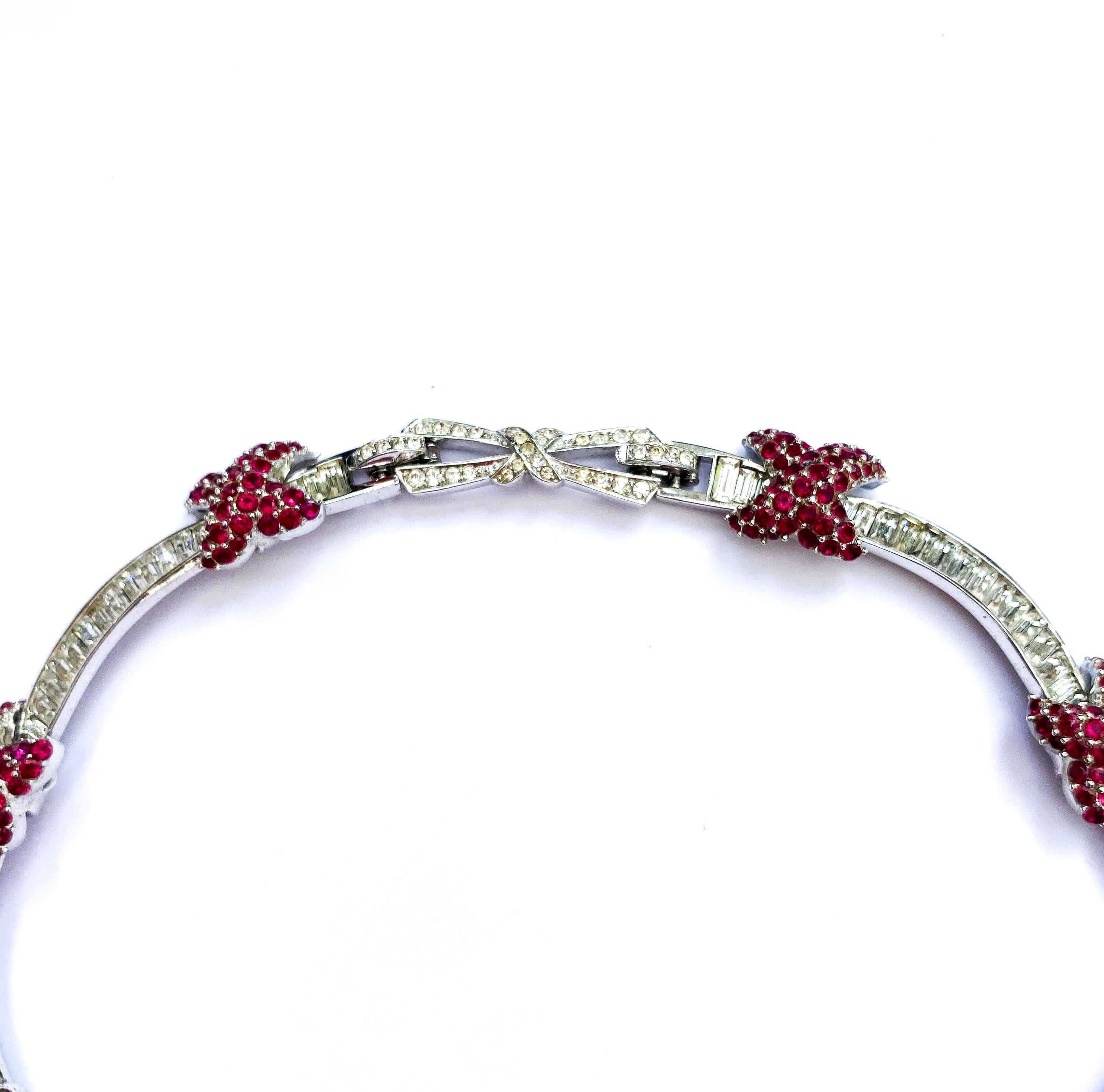 A clear and ruby paste Cartier-style necklace, Marcel Boucher, USA, 1960s For Sale 5