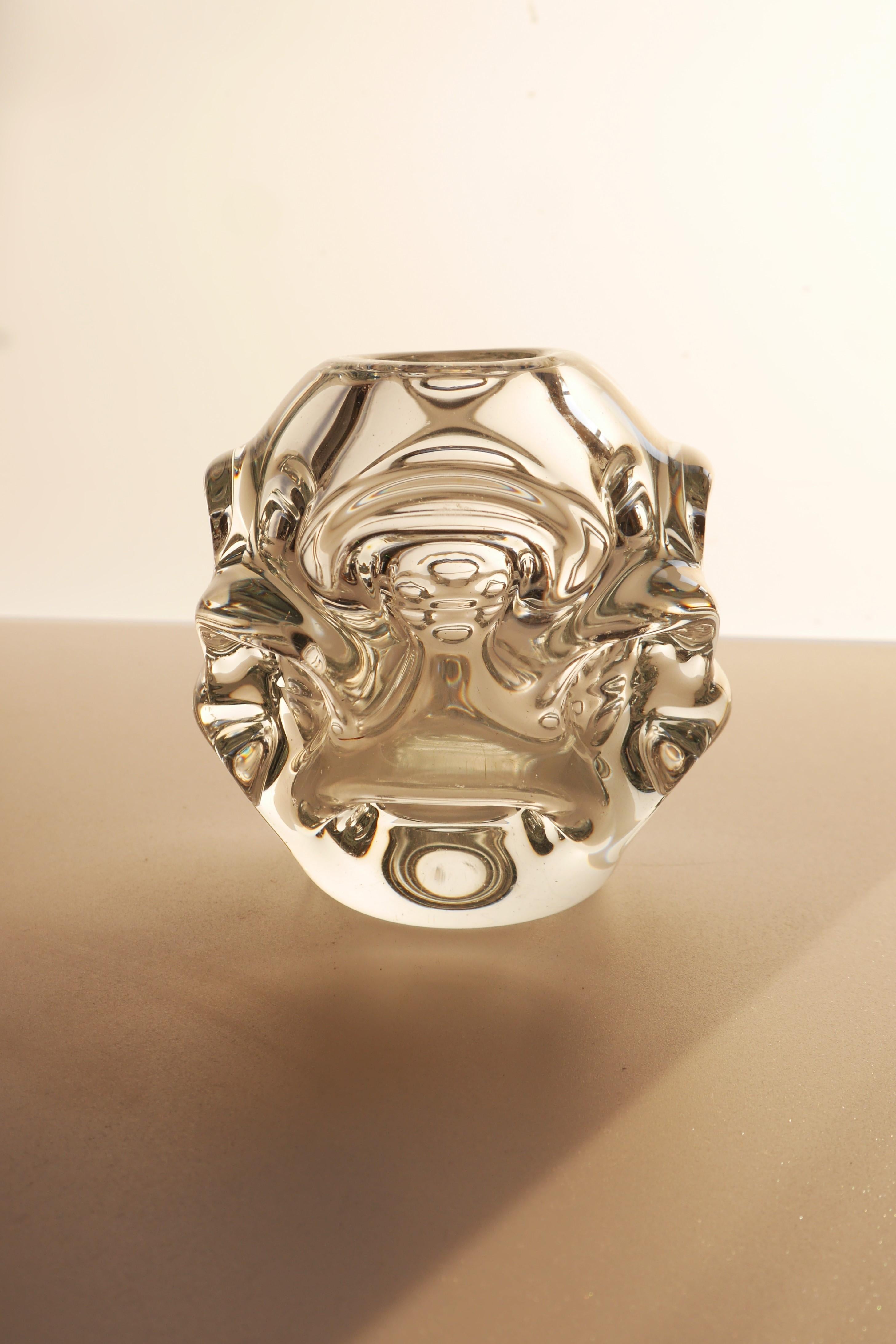 Hand-Crafted A Clear Crystal Glass Vase by Börne Augustsson for Åseda, Sweden