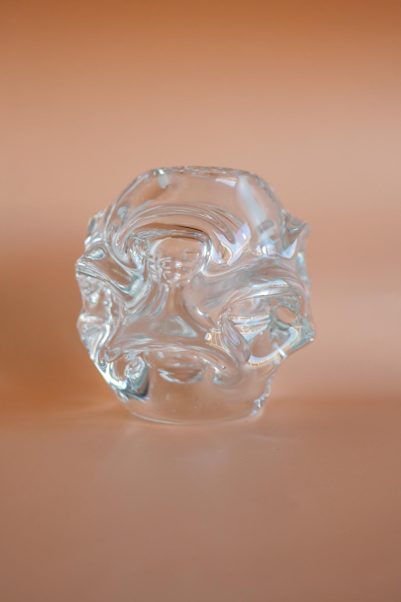 Vetro soffiato Vaso in cristallo trasparente di Börne Augustsson per Åseda, Svezia in vendita