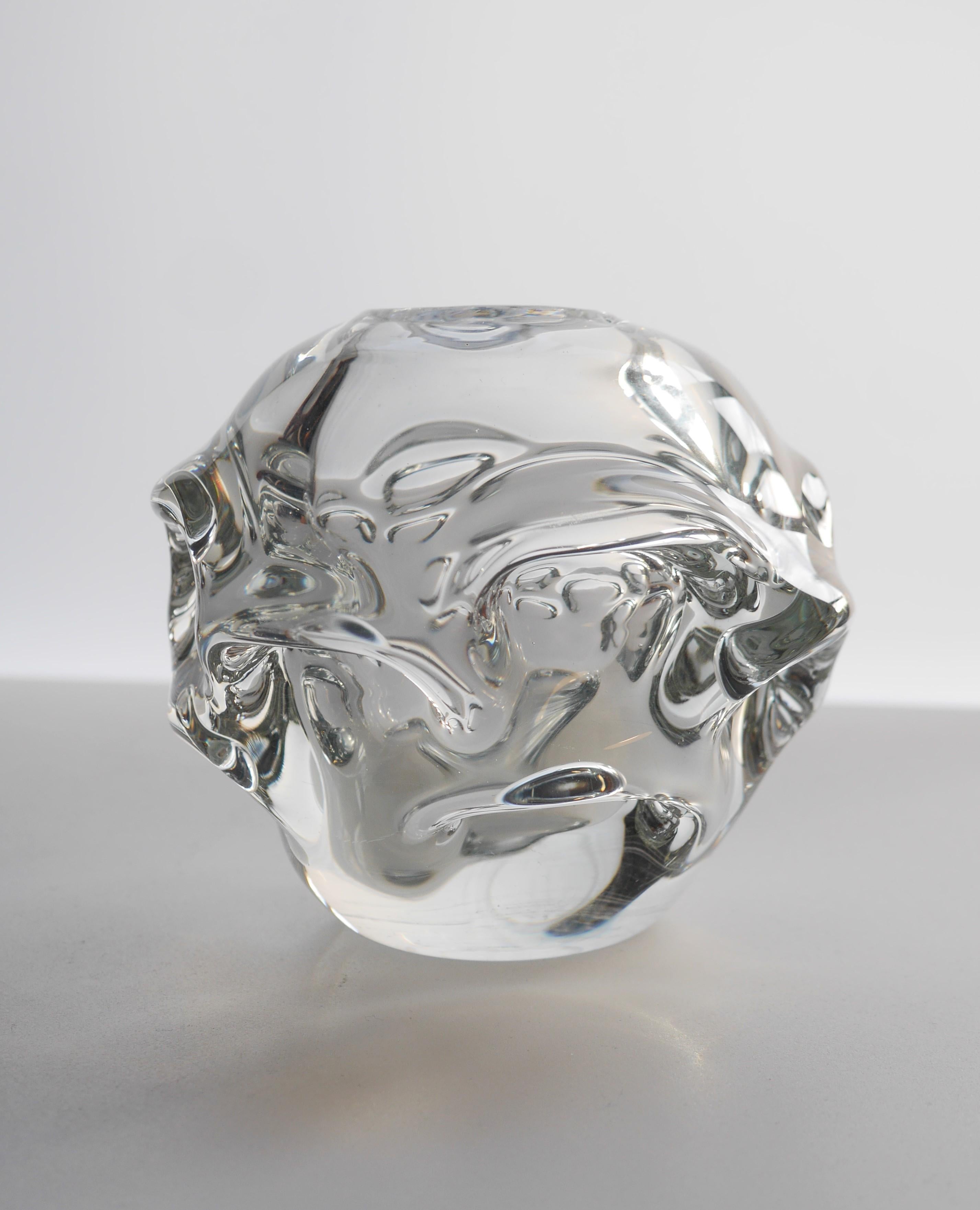 A Clear Crystal Glass Vase by Börne Augustsson for Åseda, Sweden 1