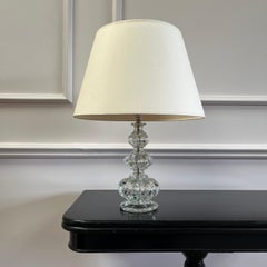 A clear glass guord lamp