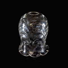 A Clear Glass Shade with Leaf-Like Embossed Pattern & Scalloped Ruffled Rim