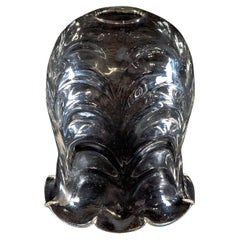 A Clear Glass Shade with Leaf-Like Embossed Pattern & Scalloped Ruffled Rim