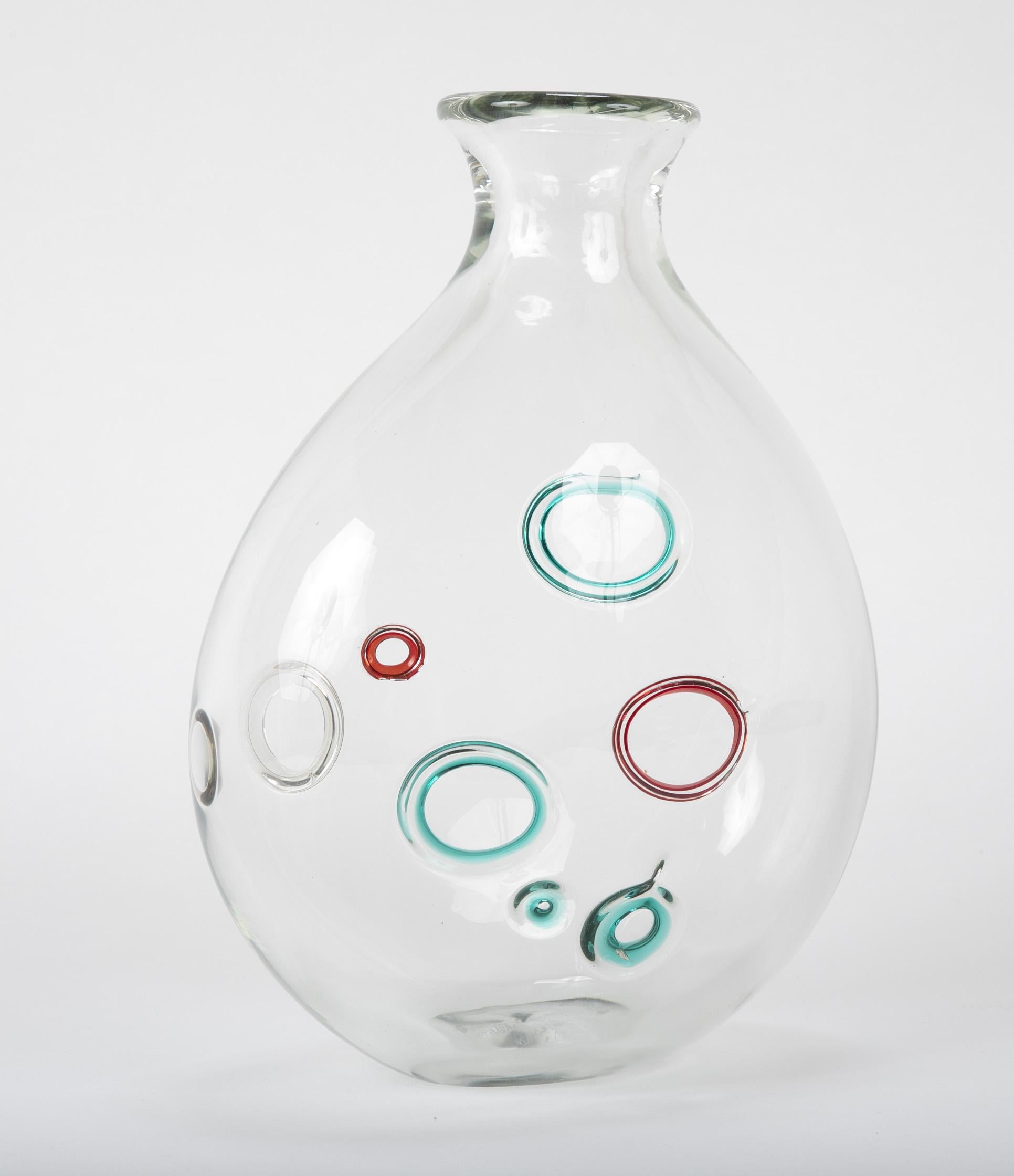 A playful Murano vase with bubbles outlined in colors in the manner of Alfredo Barbini.
