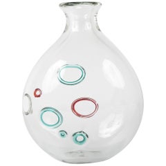 Clear Murano Glass Vase with Bubble Shapes in the Manner of Alfedo Barbini