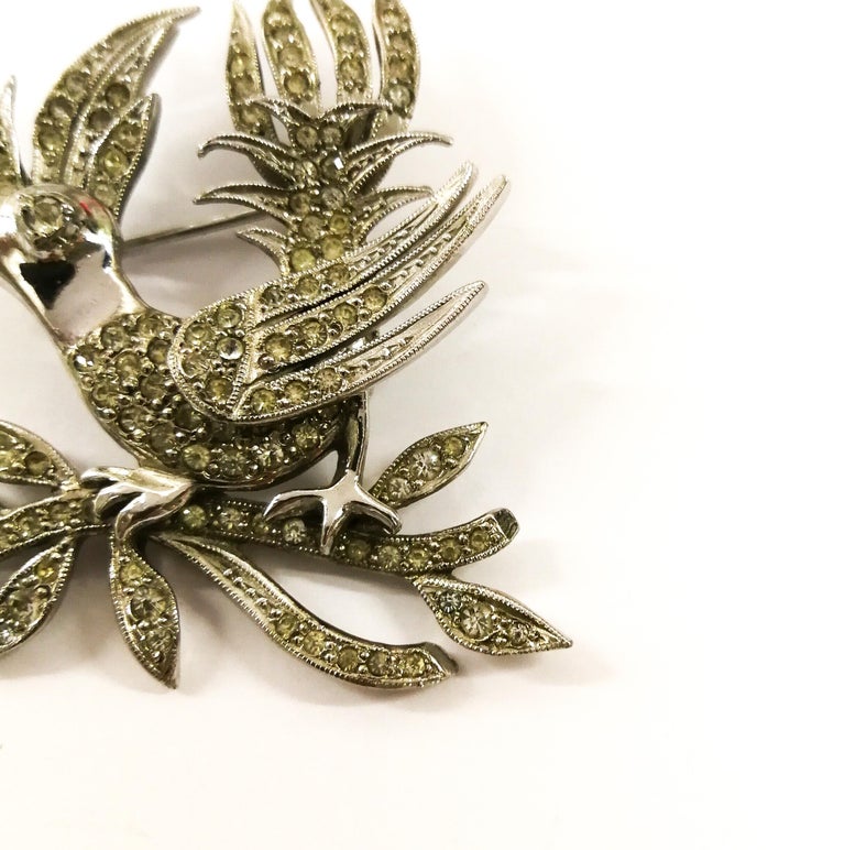 A clear paste 'bird with diamond' brooch, Christian Dior by Mitchel Maer, 1950s at 1stDibs