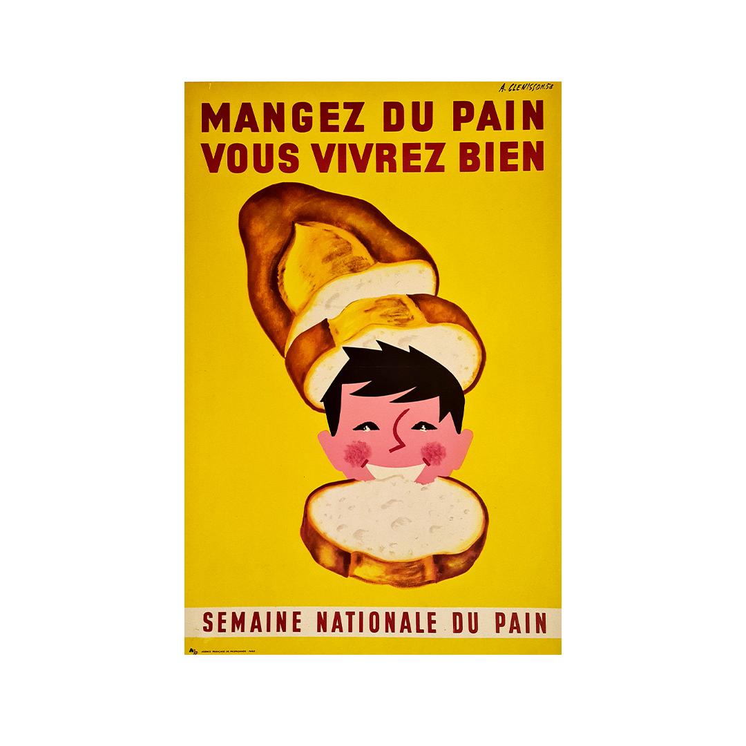 Original poster realized by A. Clenisson to promote the national bread week. Indeed, as every year in mid-May, France celebrates its baguette, known all over the world by highlighting the know-how of its bakers.

Gastronomy - Bakery

National bread