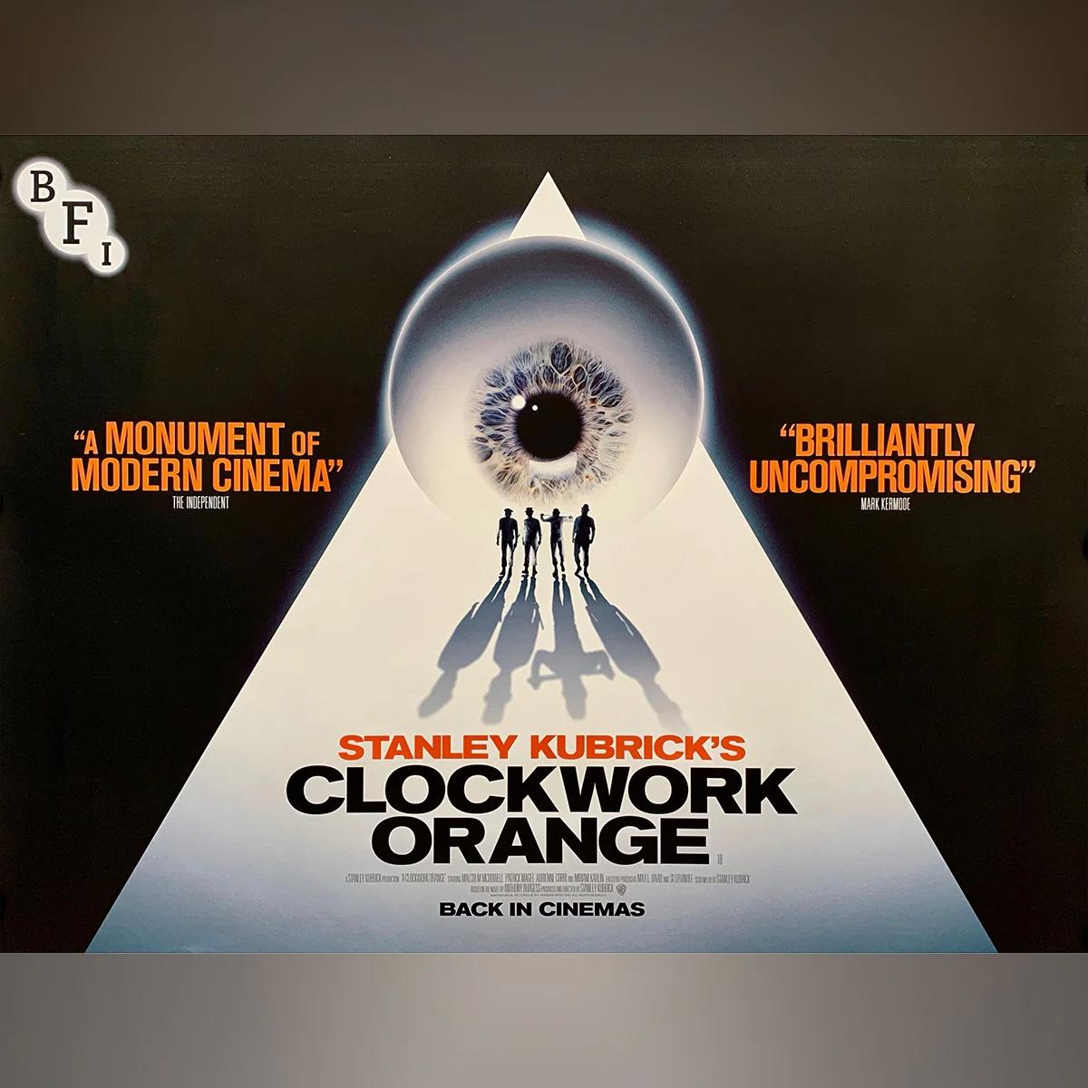 Orange mécanique (2019R)
Original British Quad (30 X 40 Inches)

A Clockwork Orange 2019 British Film Institute re-release postet imprimé sur un papier épais et lourd avec une texture en caoutchouc/vinyle. Alex, un délinquant psychopathe, est