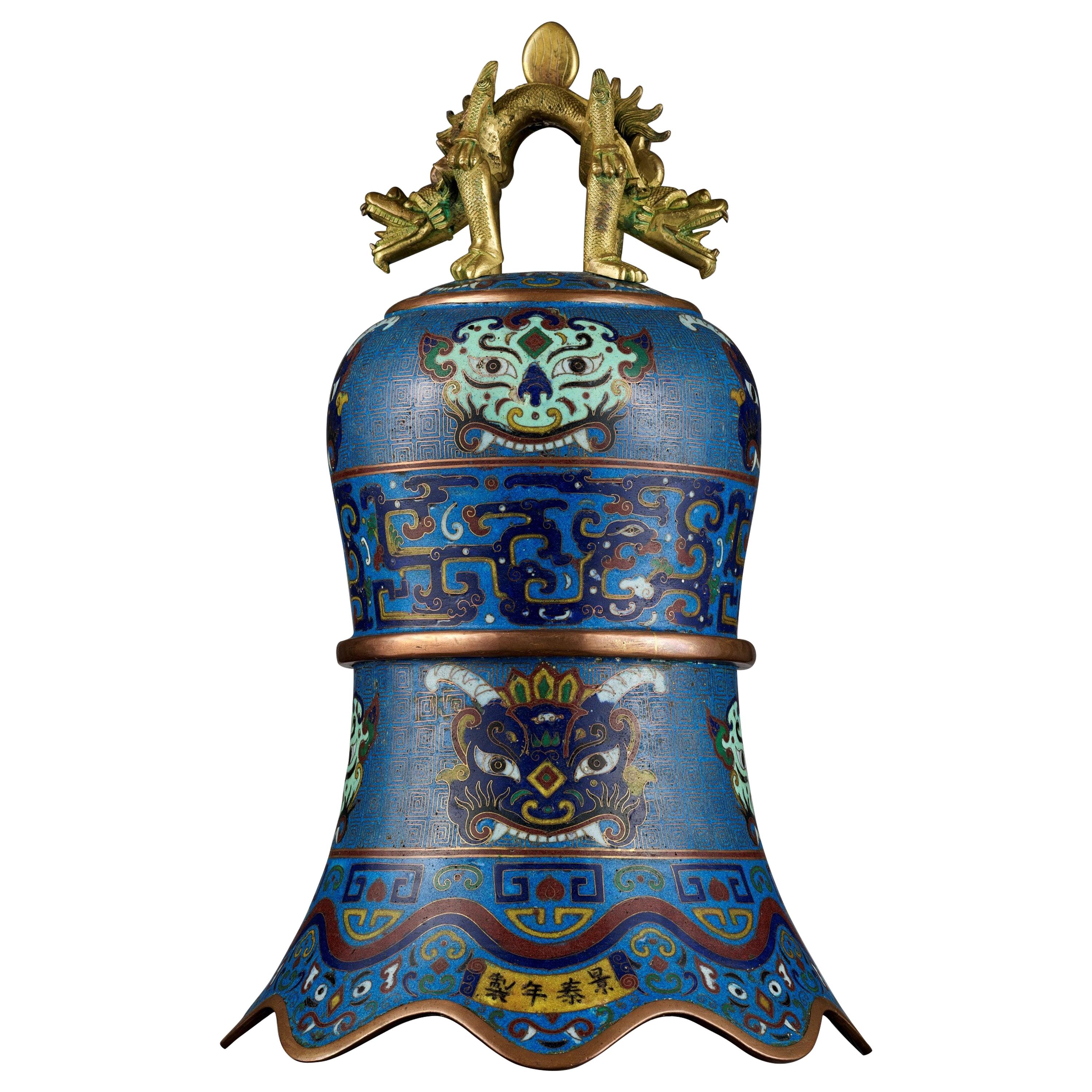 Cloisonné Enamel Bell, China, Qing Dynasty, 18th-19th Century For Sale