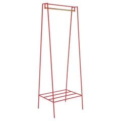 'A' Clothes Rail in Red with a Pine Pole
