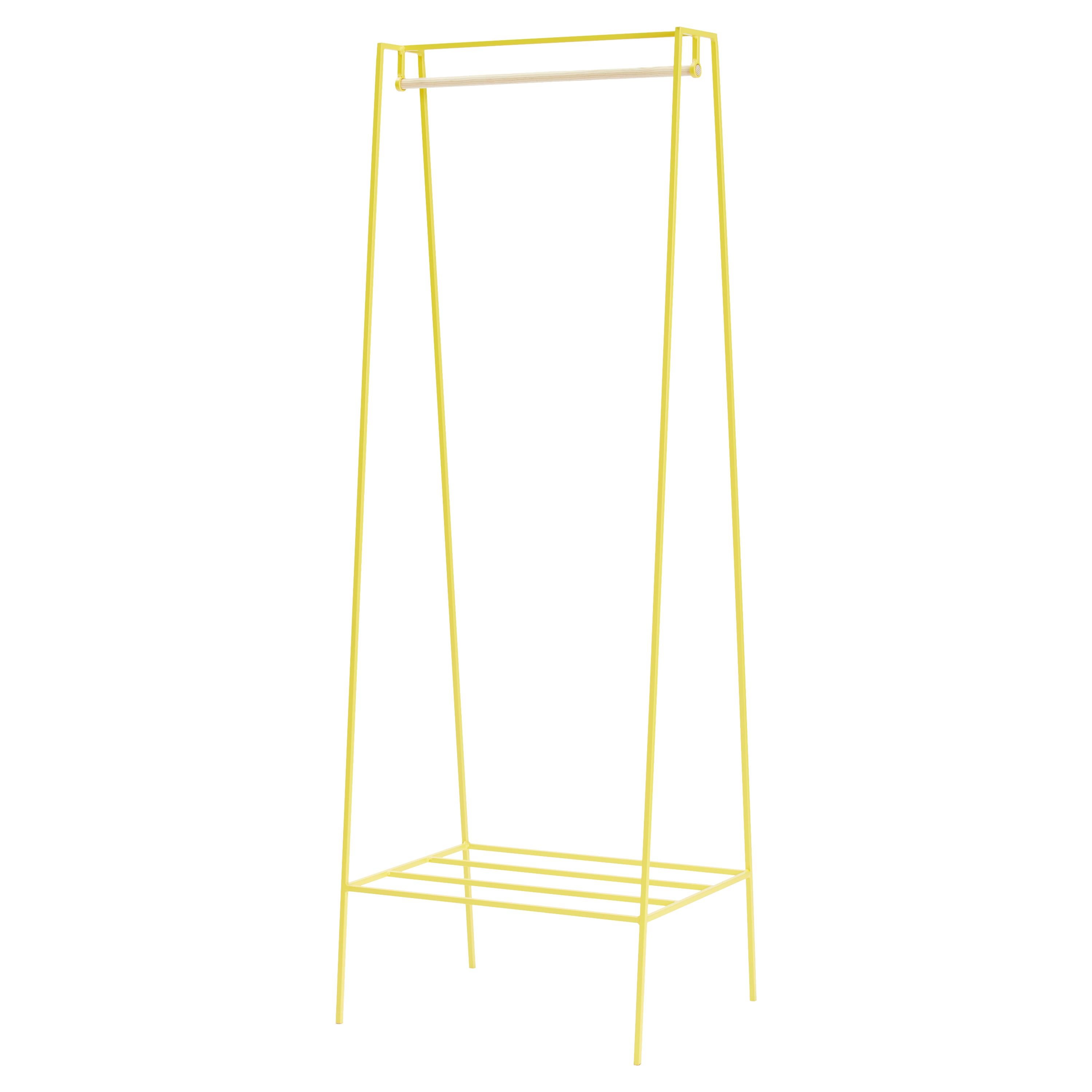 'A' Clothes Rail in Yellow with a Pine Pole For Sale