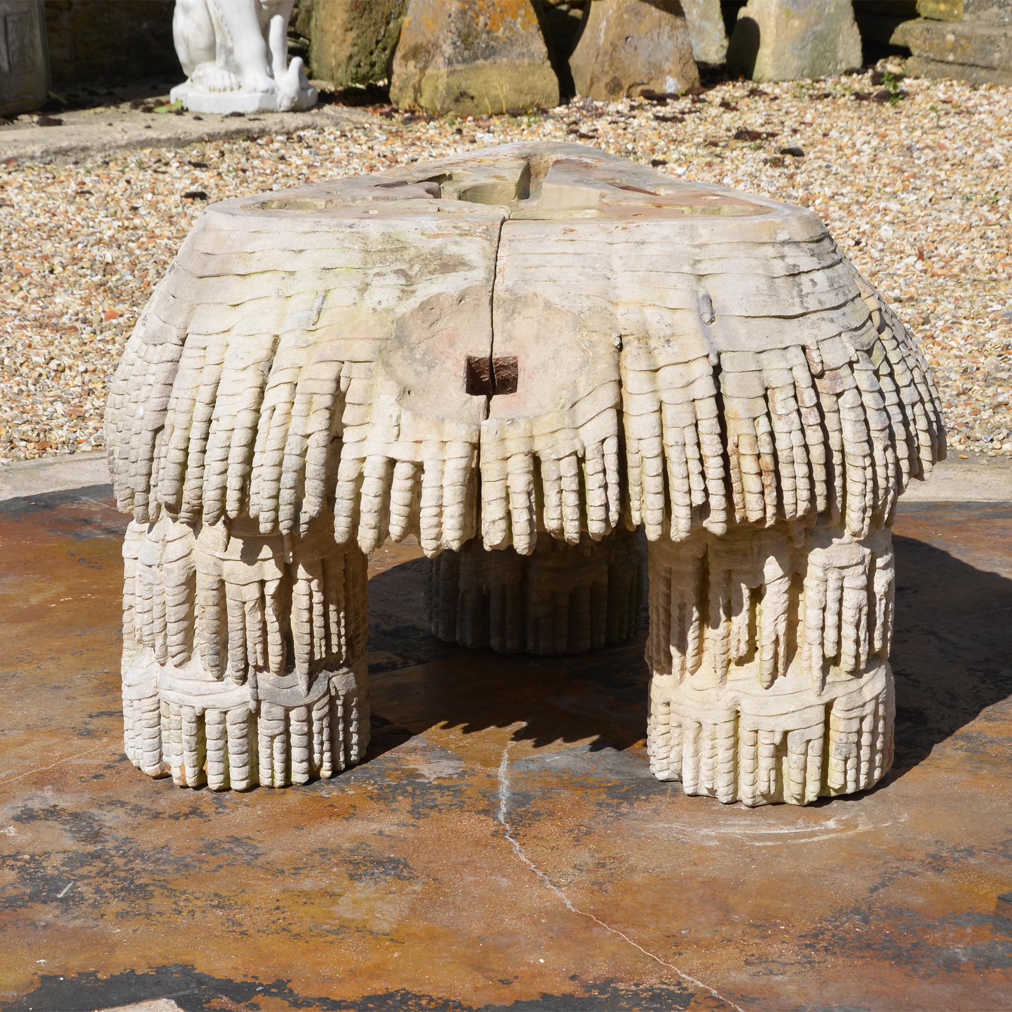 English Coade Stone Triangular Fountain Base by Coade For Sale