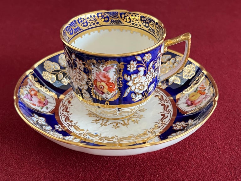 Coalport Porcelain 'New Embossed' Shape Trio, c.1820 at 1stDibs