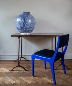 Cobalt Geometric Pattern Fez Pottery Urn of Grand Scale