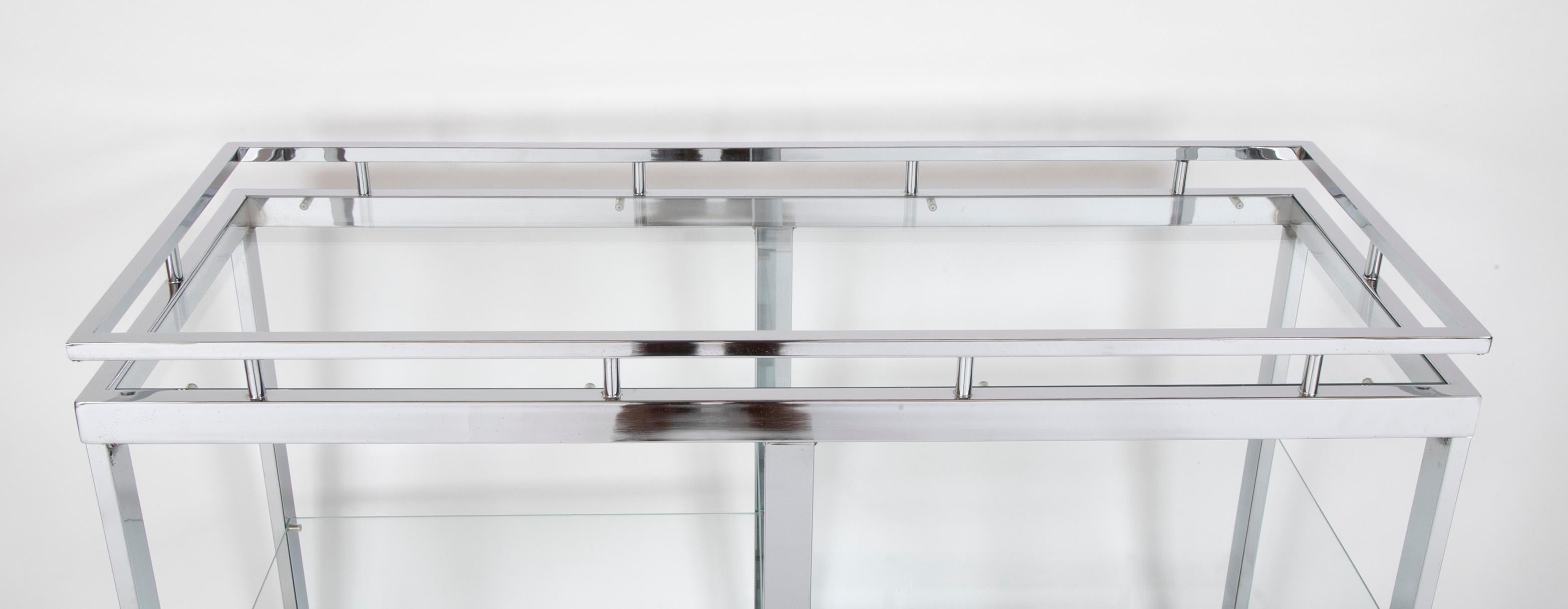 Late 20th Century Cocktail or Bar Cart of Chrome and Glass from the Design Institute of America