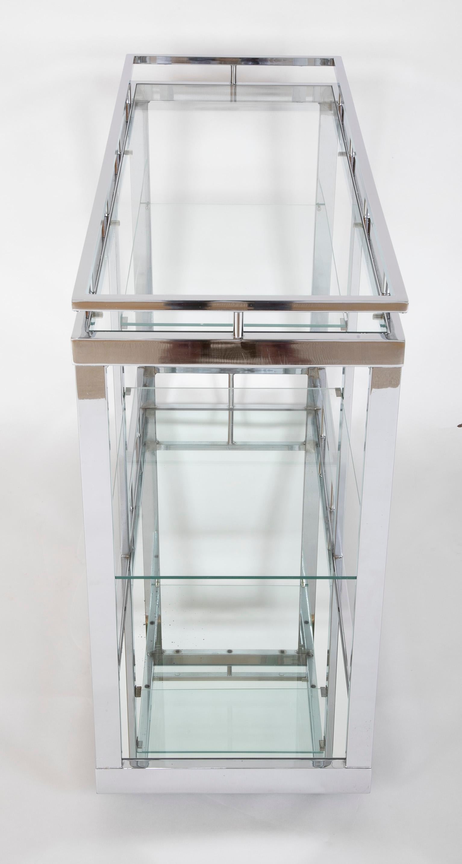 Cocktail or Bar Cart of Chrome and Glass from the Design Institute of America 1