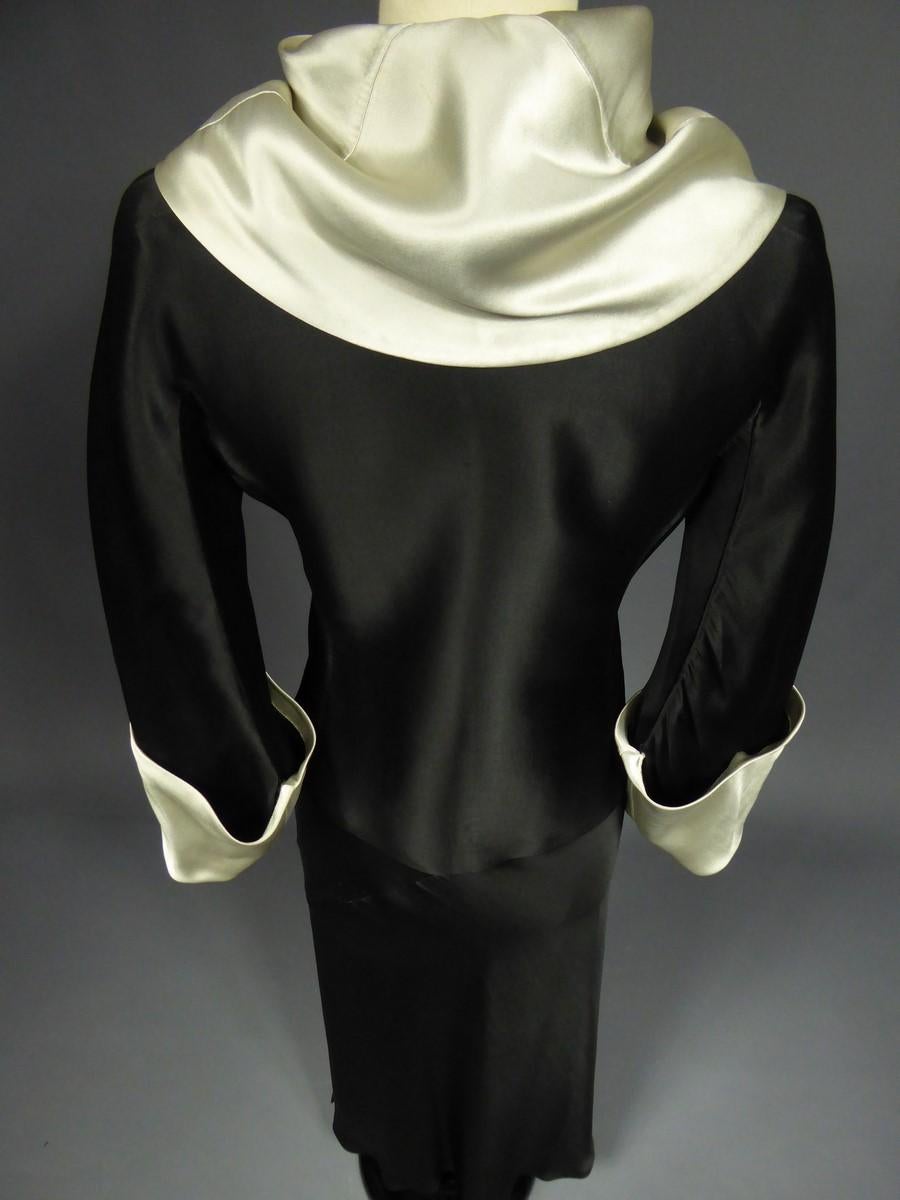 Women's A Coco Chanel (attributed to) Tuxedo Satin Skirt Couture Suit - Paris Circa 1933 For Sale