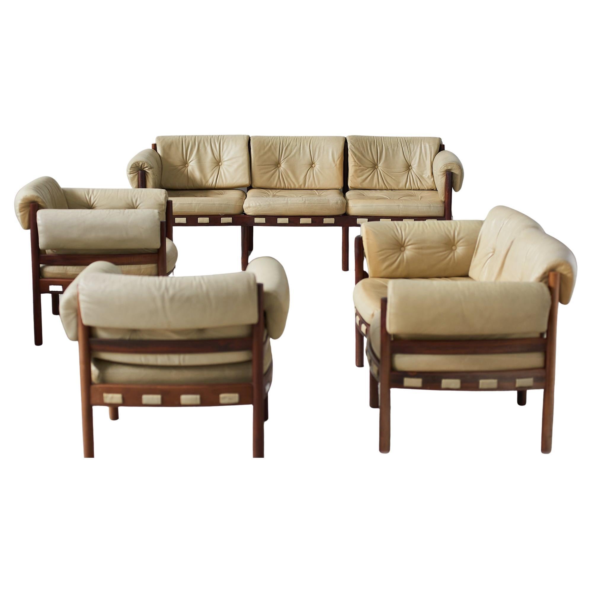 Coja, 4 Sessel und Sofas für das Wohnzimmer von Sven Ellekaer, Schweden 1960er Jahre