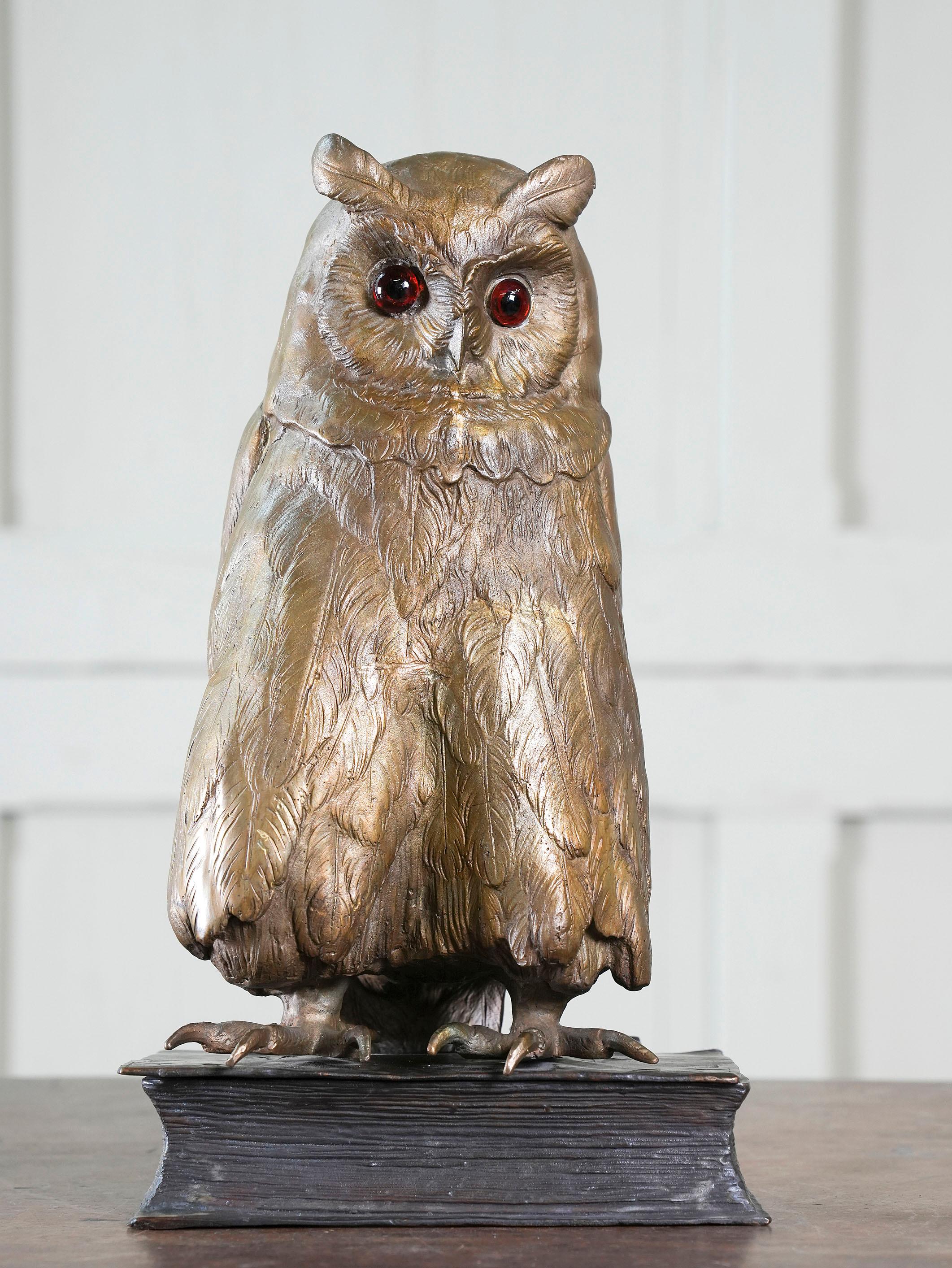 Cold Painted Viennese Bronze Owl by Franz Bergmann 4